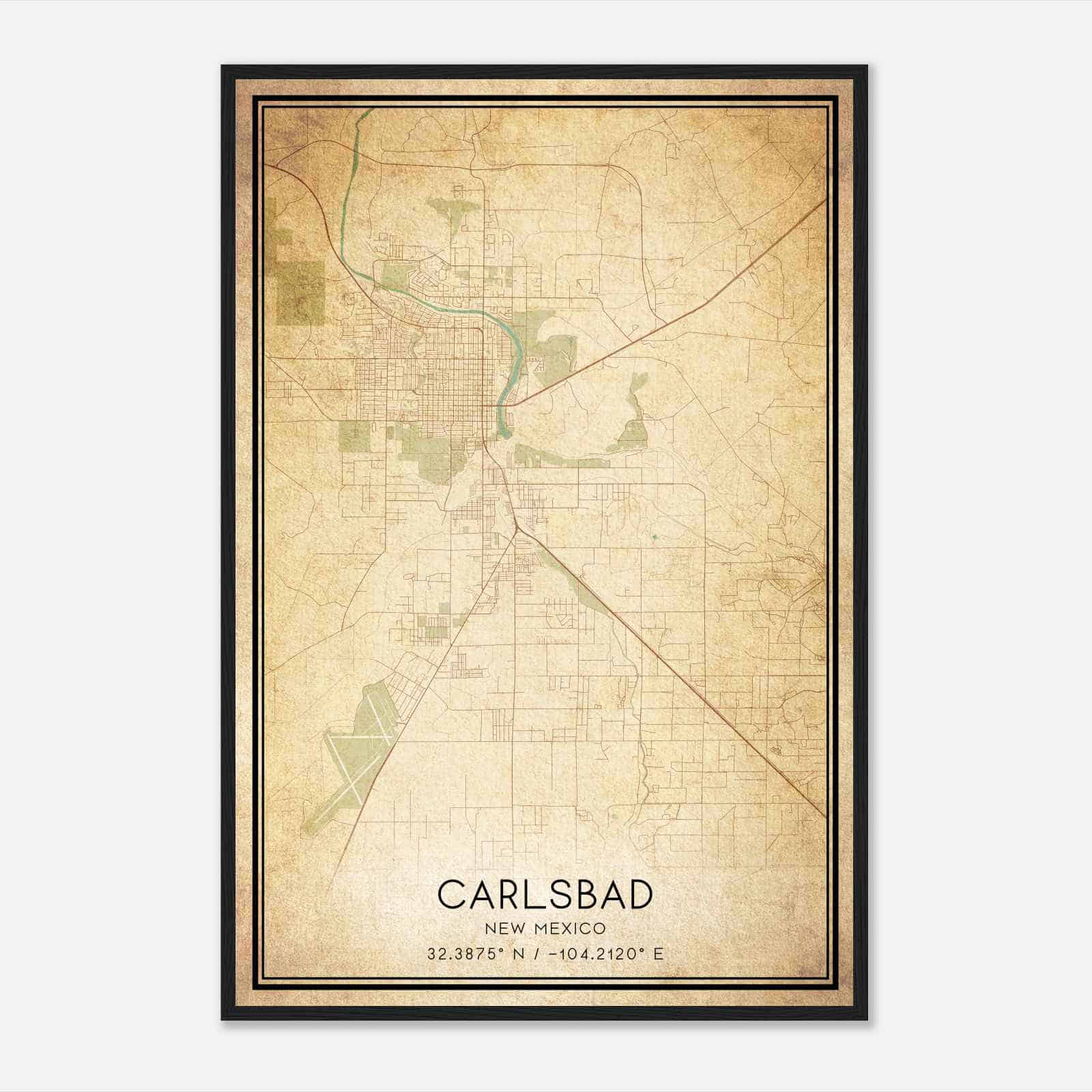 Vintage Carlsbad New Mexico Map Poster, Modern Home Decor Wall Art Print