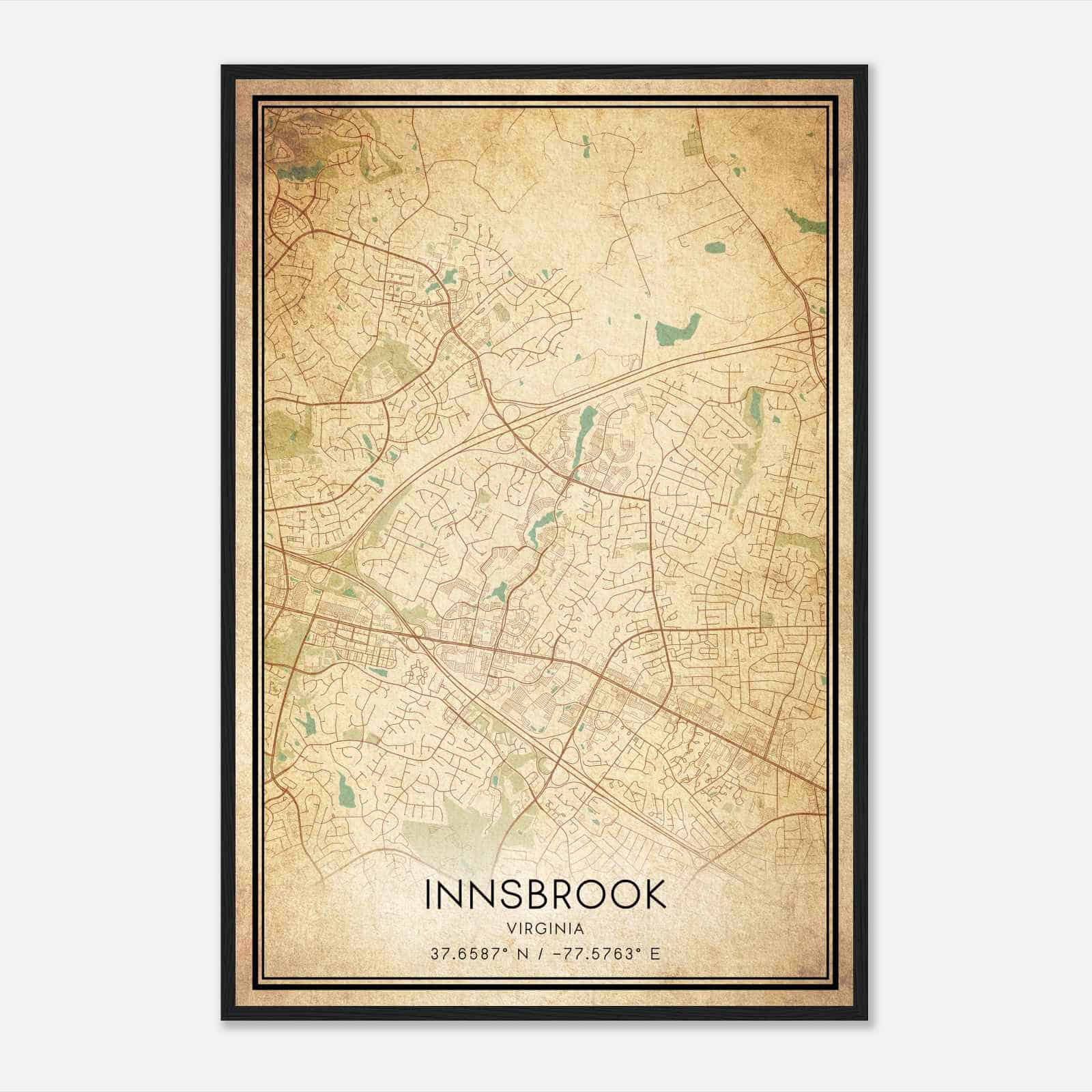 Vintage Innsbrook Virginia Map Poster, Modern Home Decor Wall Art Print