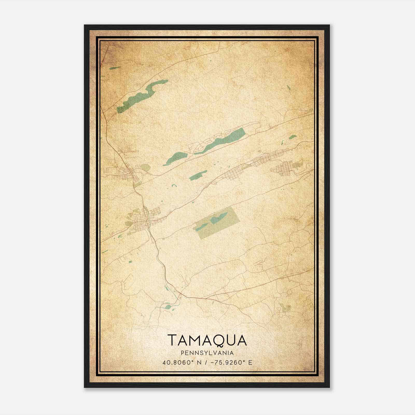 Vintage Tamaqua Pennsylvania Map Poster, Modern Home Decor Wall Art Print