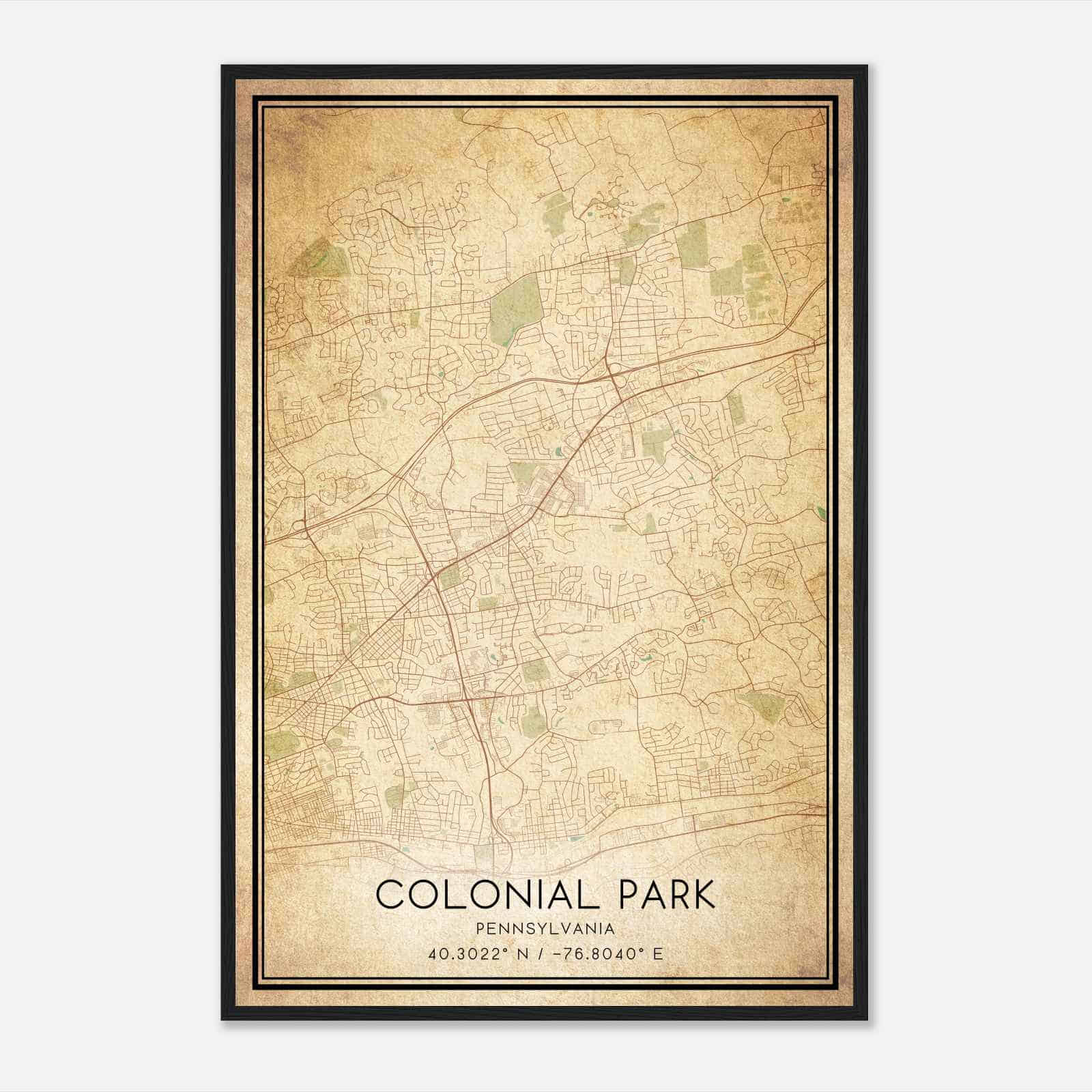 Vintage Colonial Park Pennsylvania Map Poster, Modern Home Decor Wall Art Print Vintage Colonial Park Pennsylvania Map Poster, Modern Home Decor Wall Art Print