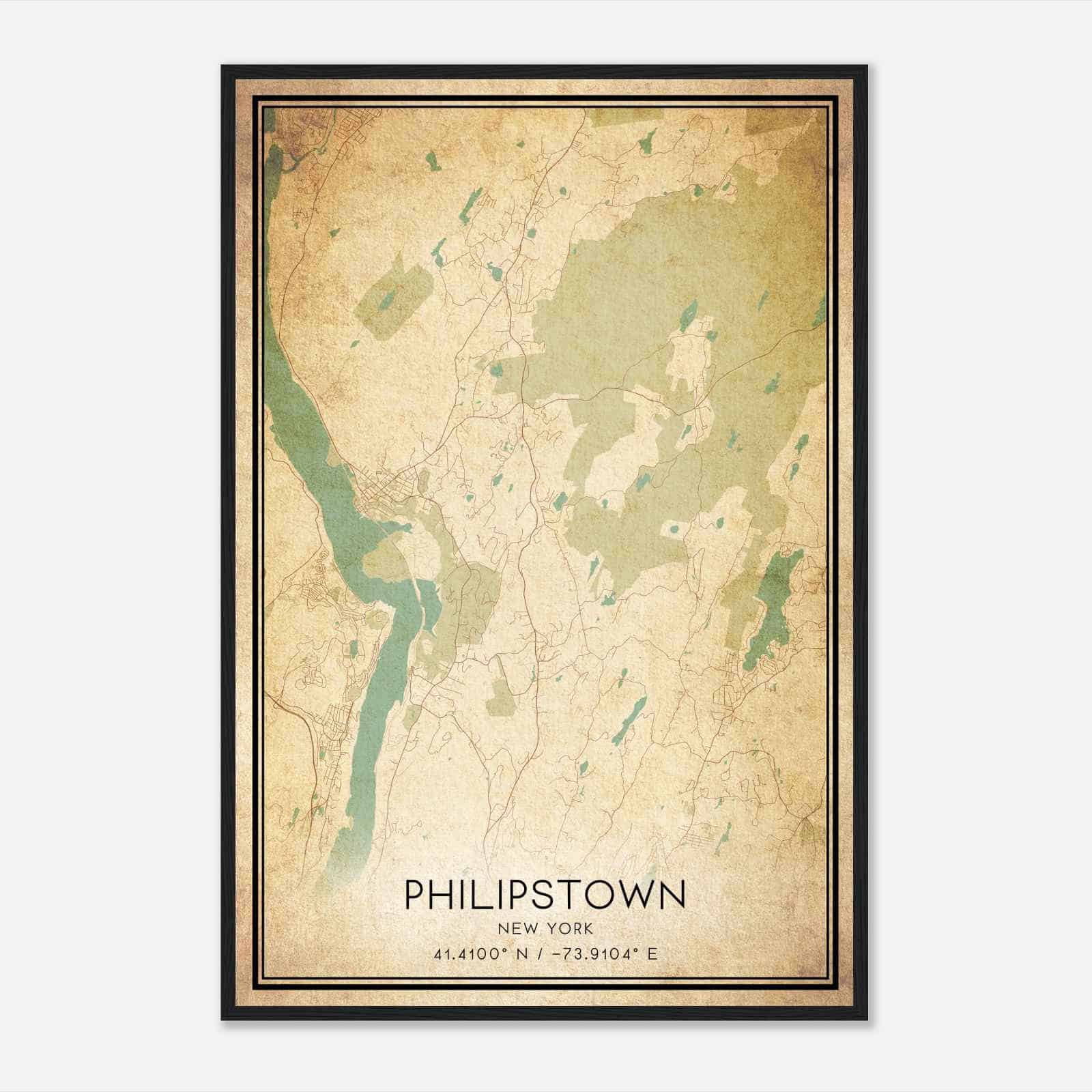 Vintage Philipstown New York Map Poster, Modern Home Decor Wall Art Print