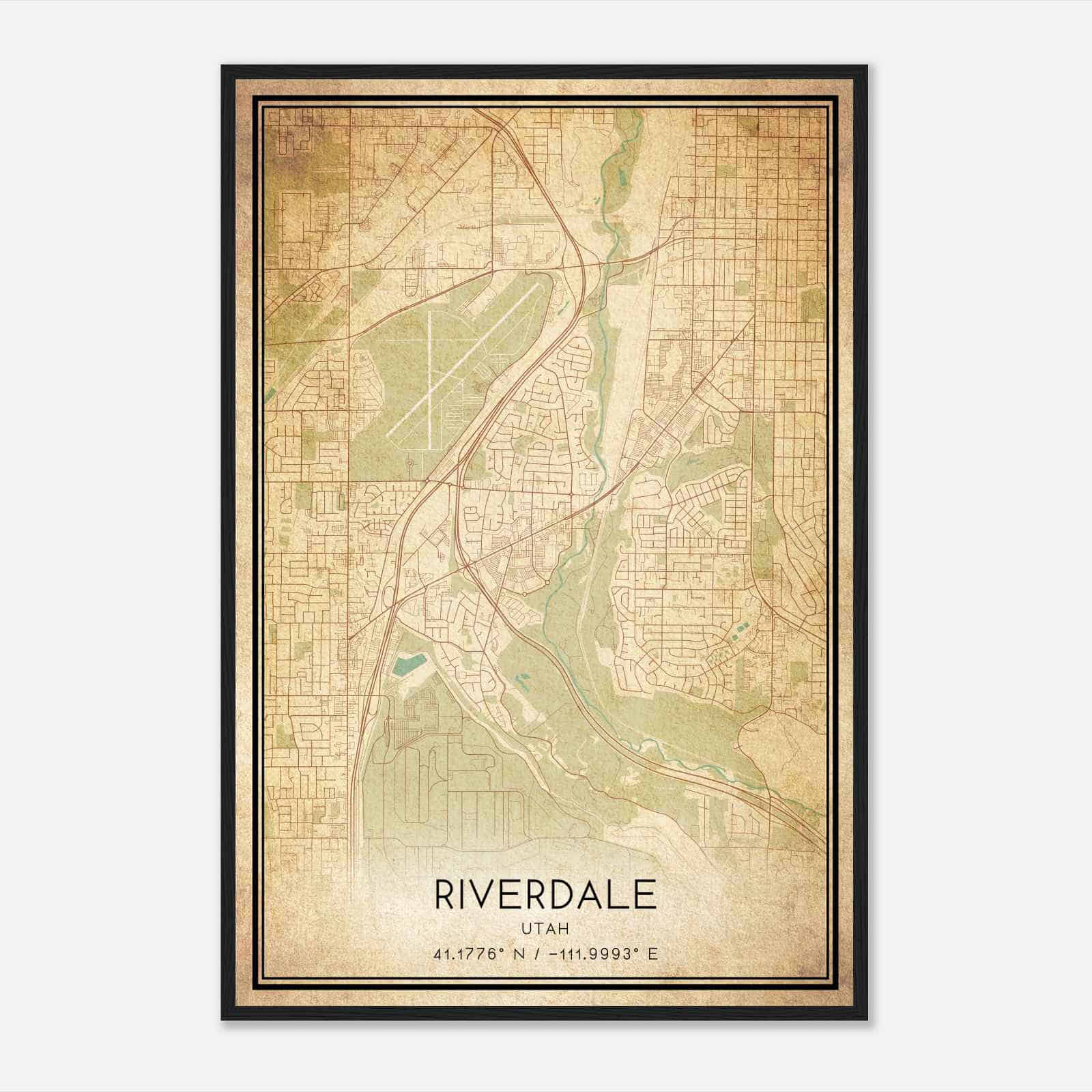 Vintage Riverdale Utah Map Poster, Modern Home Decor Wall Art Print