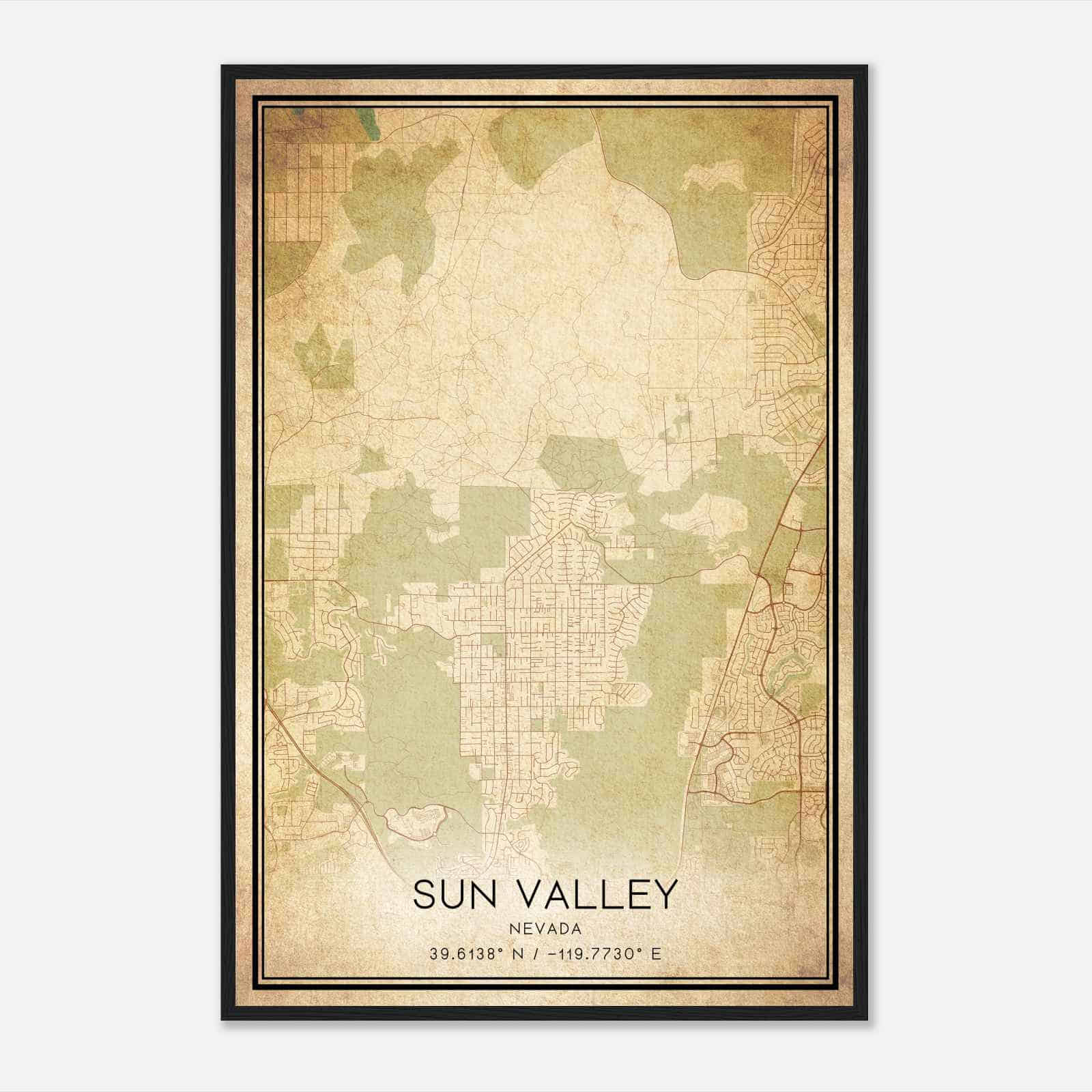 Vintage Sun Valley Nevada Map Poster, Modern Home Decor Wall Art Print