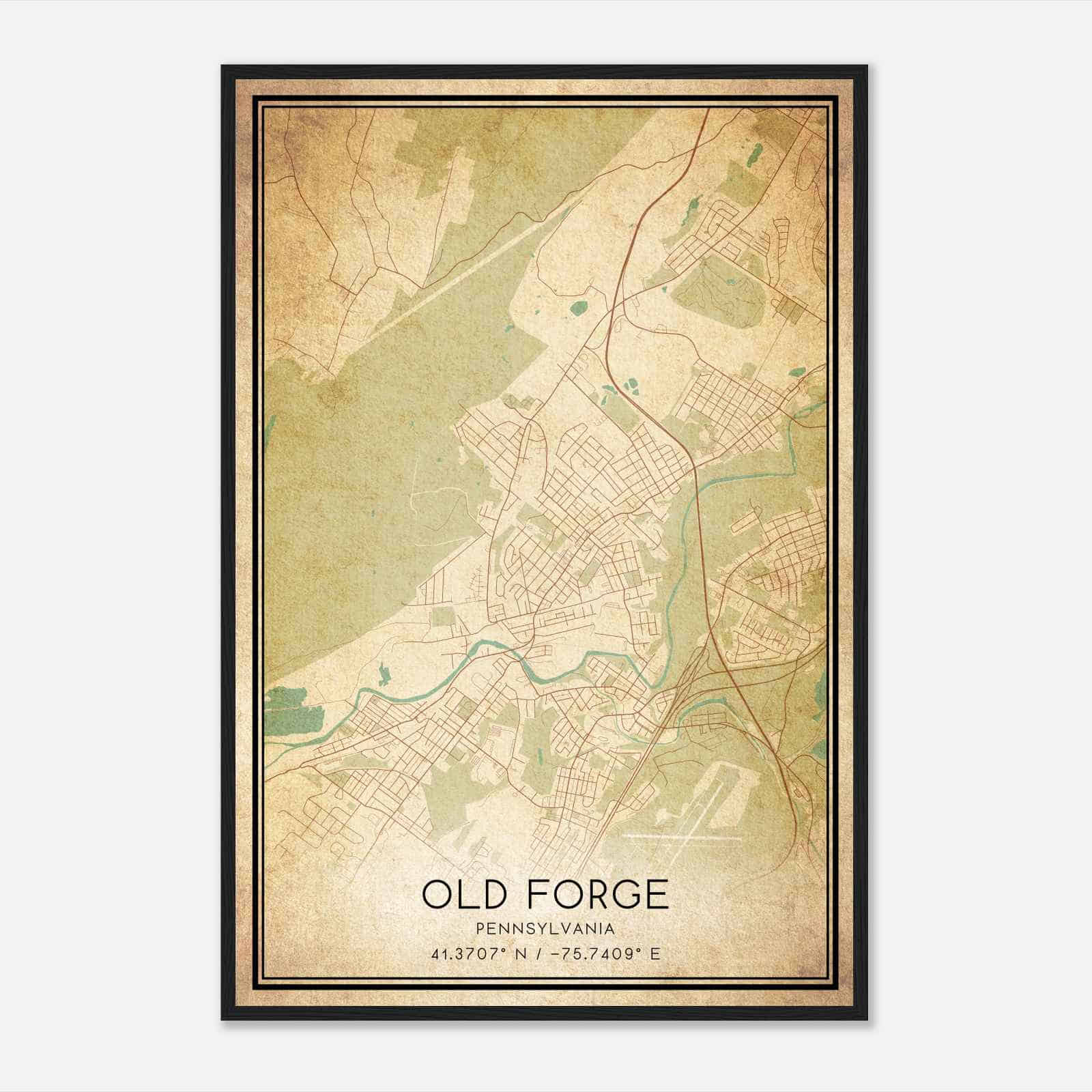 Vintage Old Forge Pennsylvania Map Poster, Modern Home Decor Wall Art Print