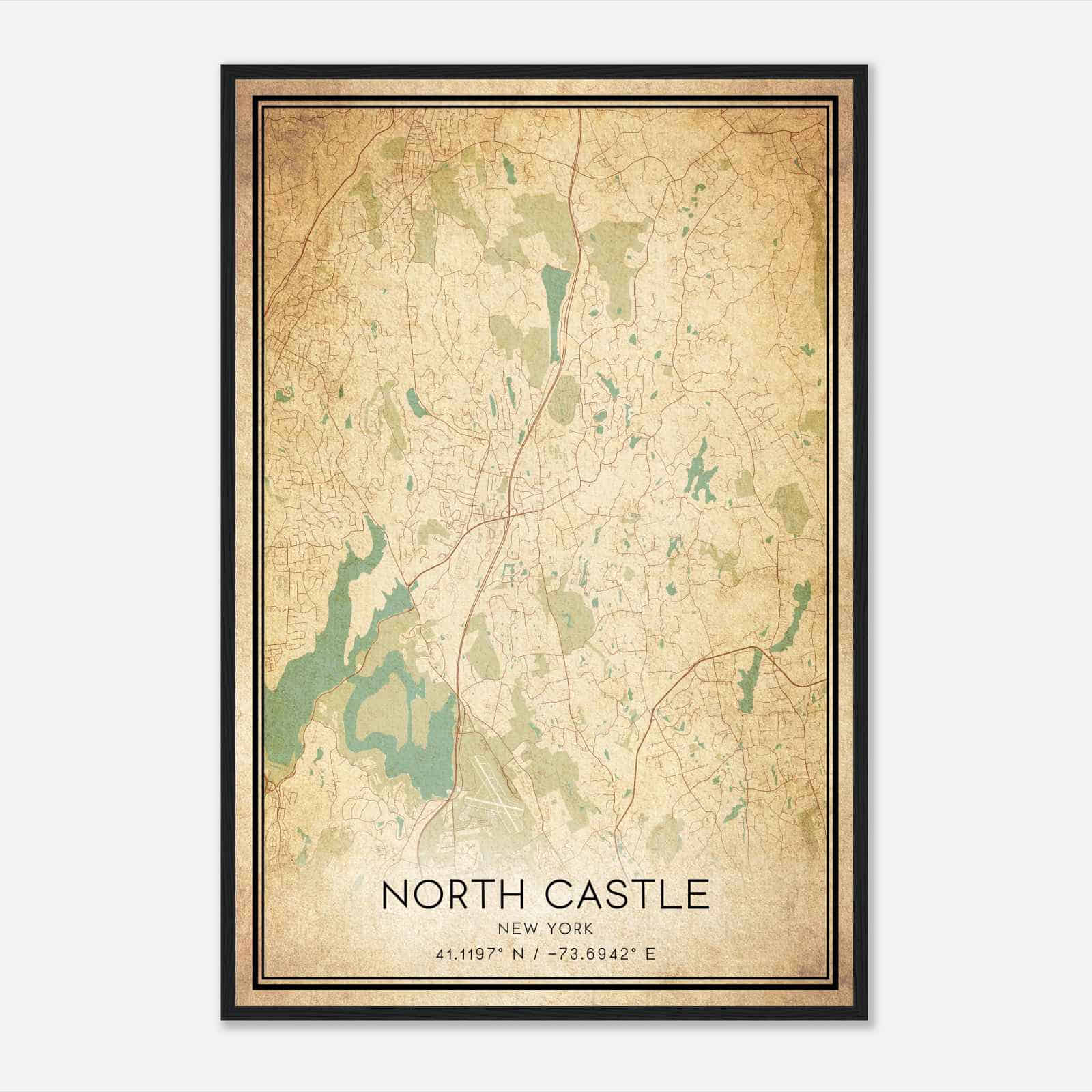 Vintage North Castle New York Map Poster, Modern Home Decor Wall Art Print