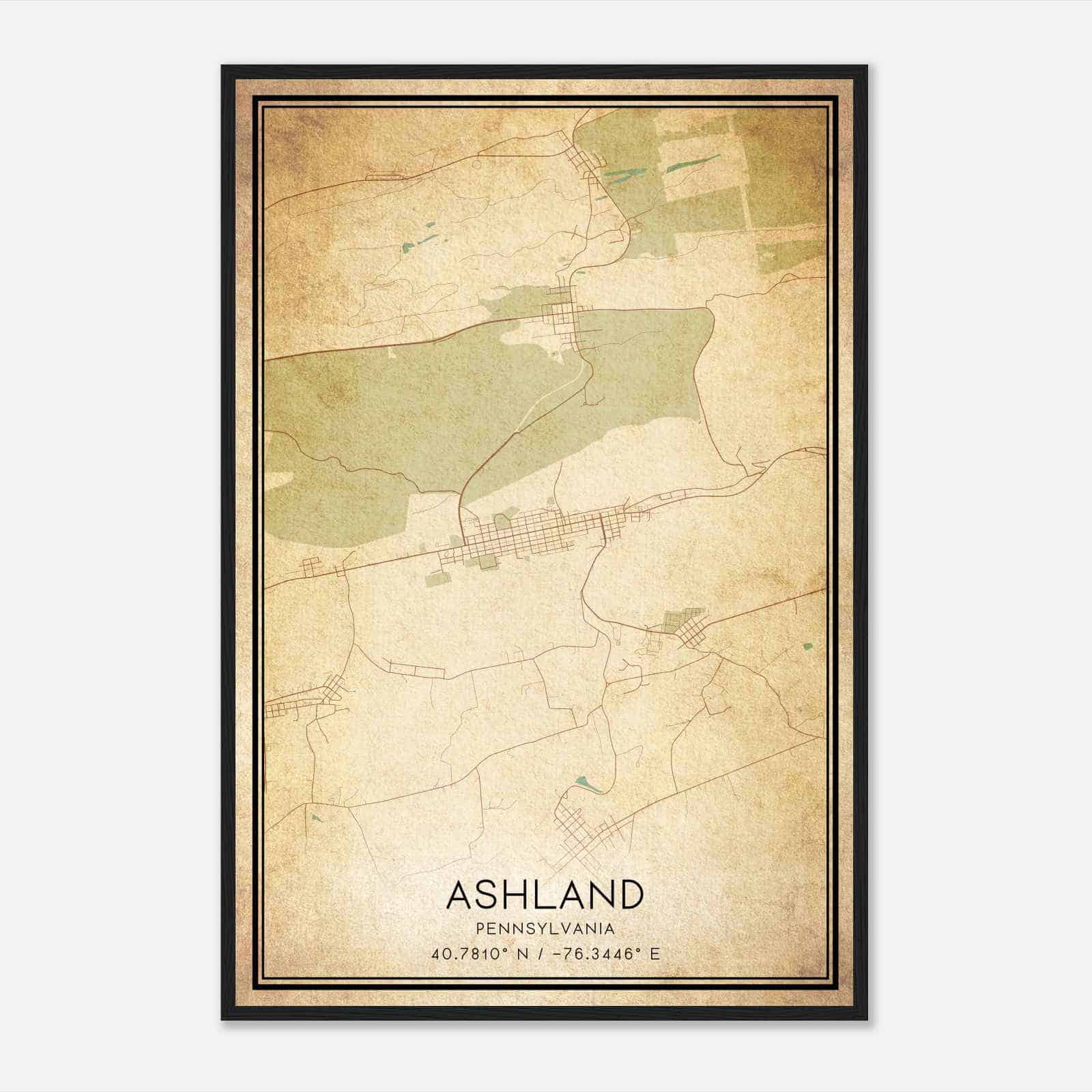 Vintage Ashland Pennsylvania Map Poster, Modern Home Decor Wall Art Print Vintage Ashland Pennsylvania Map Poster, Modern Home Decor Wall Art Print