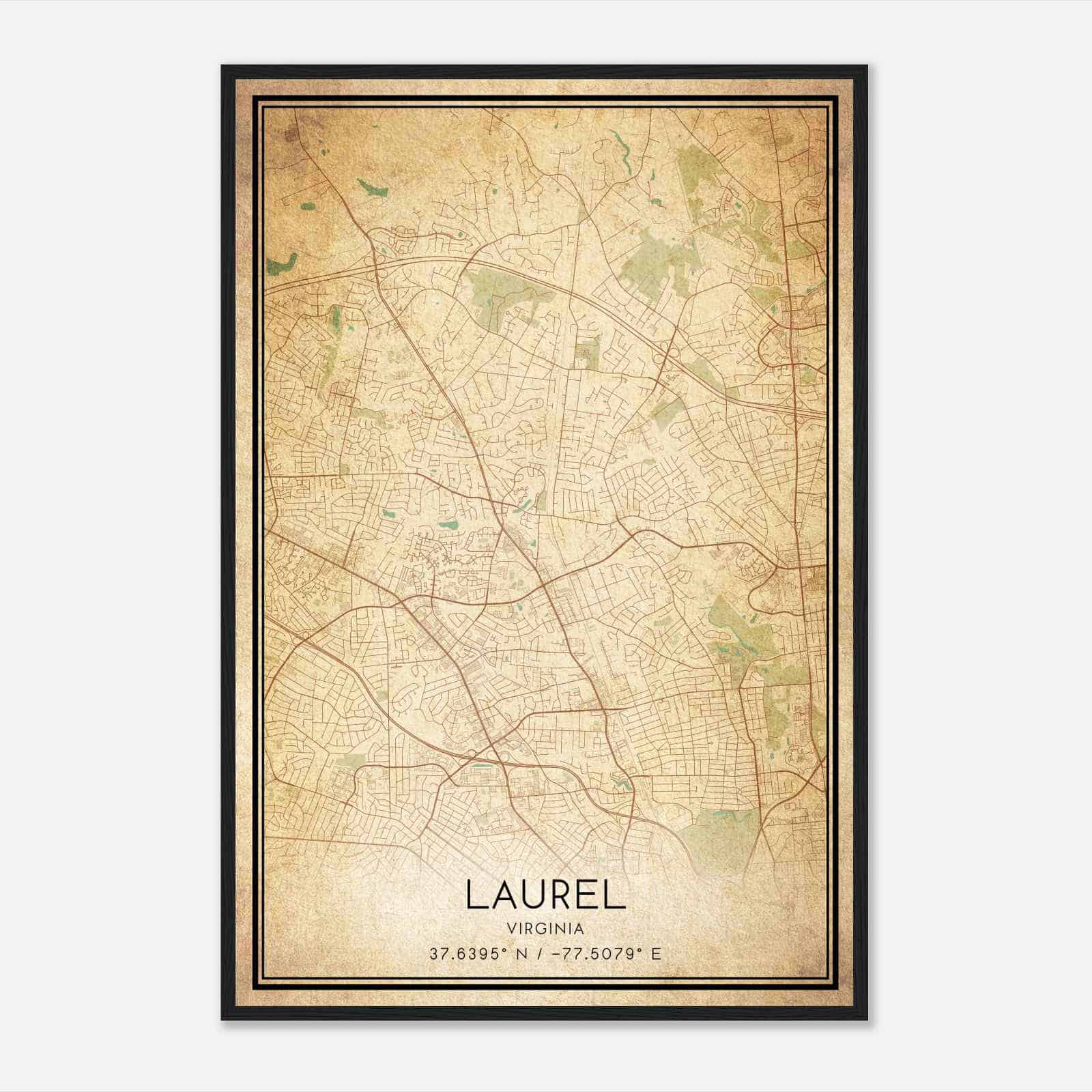 Vintage Laurel Virginia Map Poster, Modern Home Decor Wall Art Print