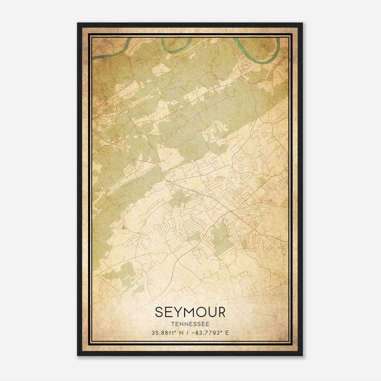 Vintage Seymour Tennessee Map Poster, Modern Home Decor Wall Art Print