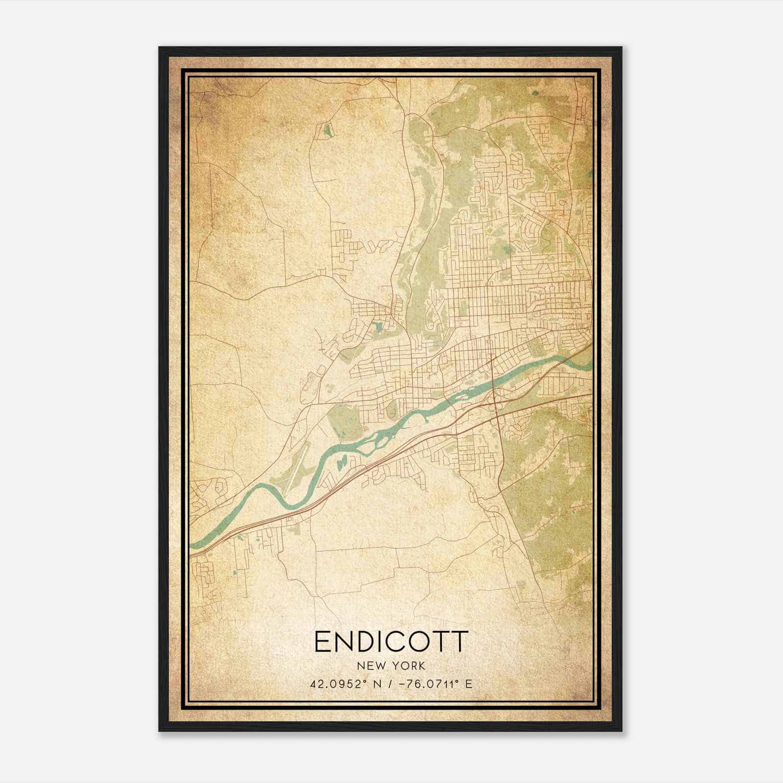 Vintage Endicott New York Map Poster, Modern Home Decor Wall Art Print Vintage Endicott New York Map Poster, Modern Home Decor Wall Art Print