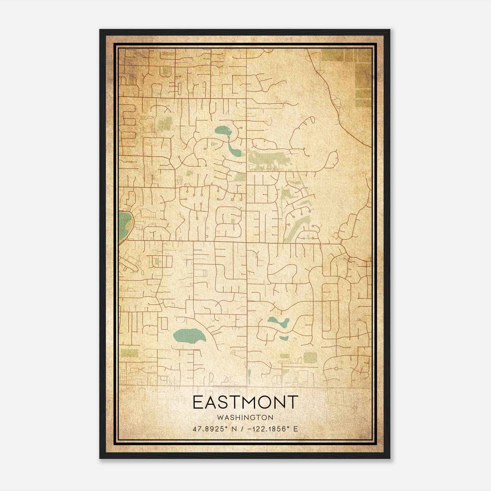 Vintage Eastmont Washington Map Poster, Modern Home Decor Wall Art Print