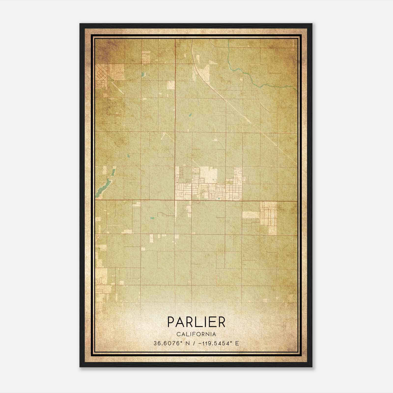 Vintage Parlier California Map Poster, Modern Home Decor Wall Art Print