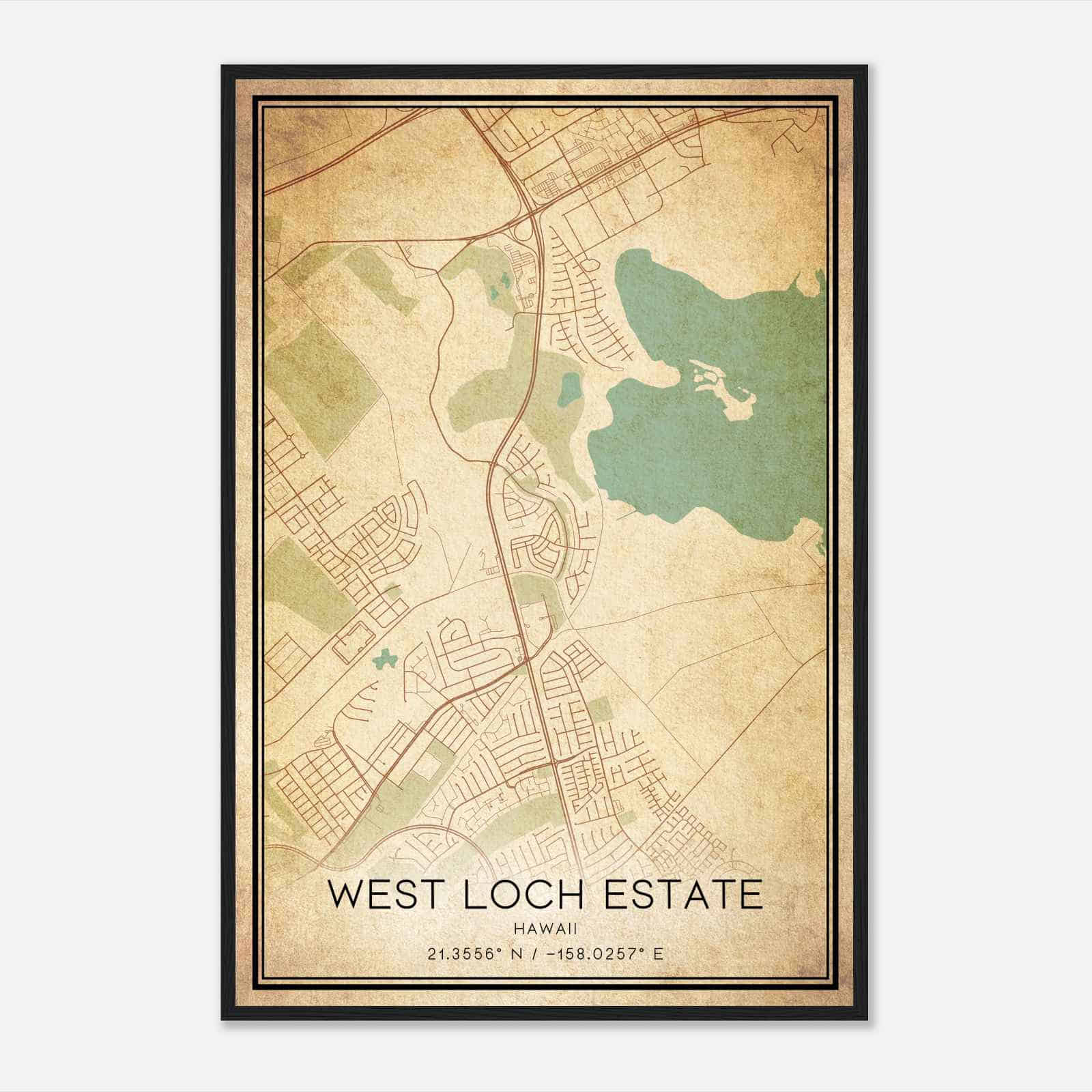 Vintage West Loch Estate Hawaii Map Poster, Modern Home Decor Wall Art Print Vintage West Loch Estate Hawaii Map Poster, Modern Home Decor Wall Art Print