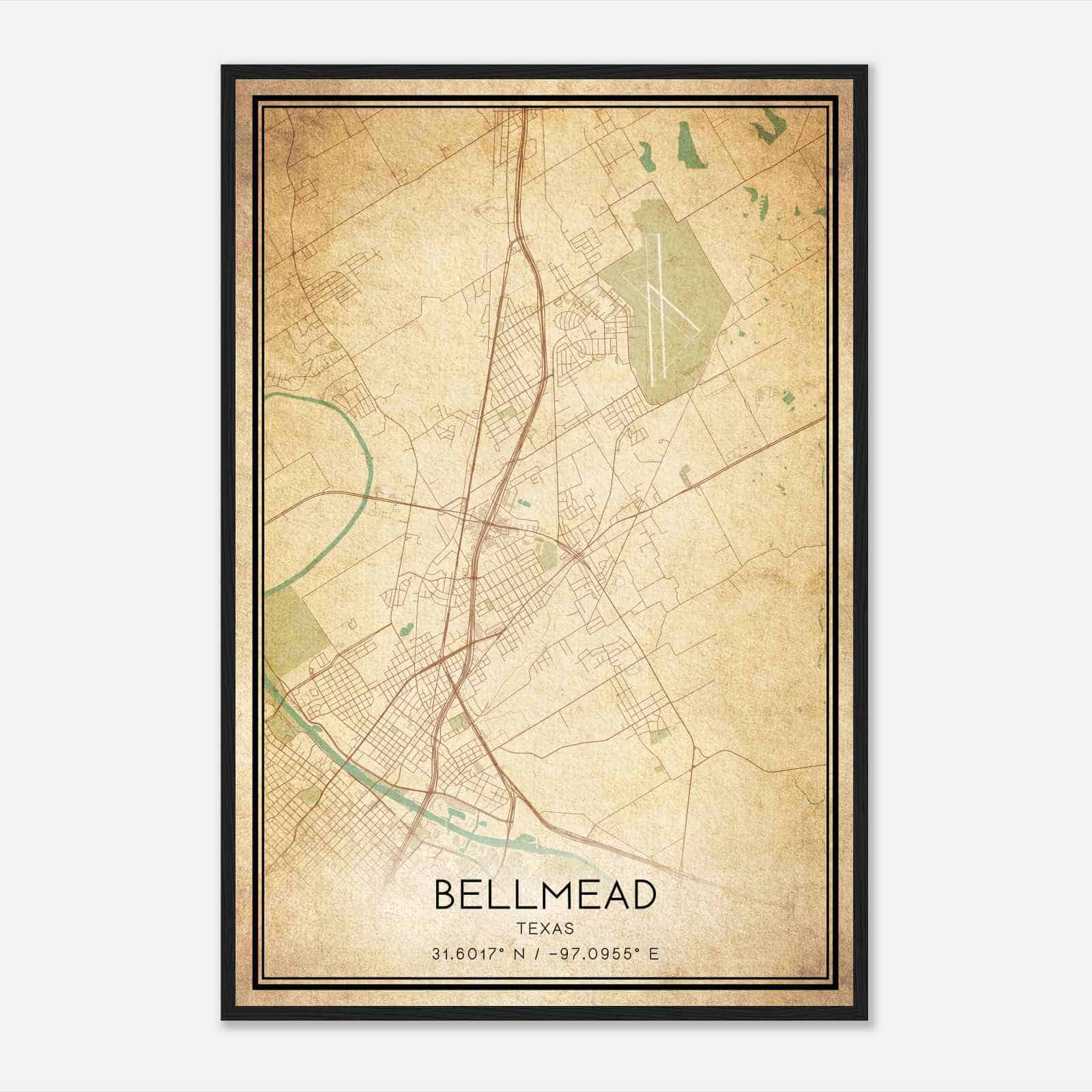 Vintage Bellmead Texas Map Poster, Modern Home Decor Wall Art Print Vintage Bellmead Texas Map Poster, Modern Home Decor Wall Art Print