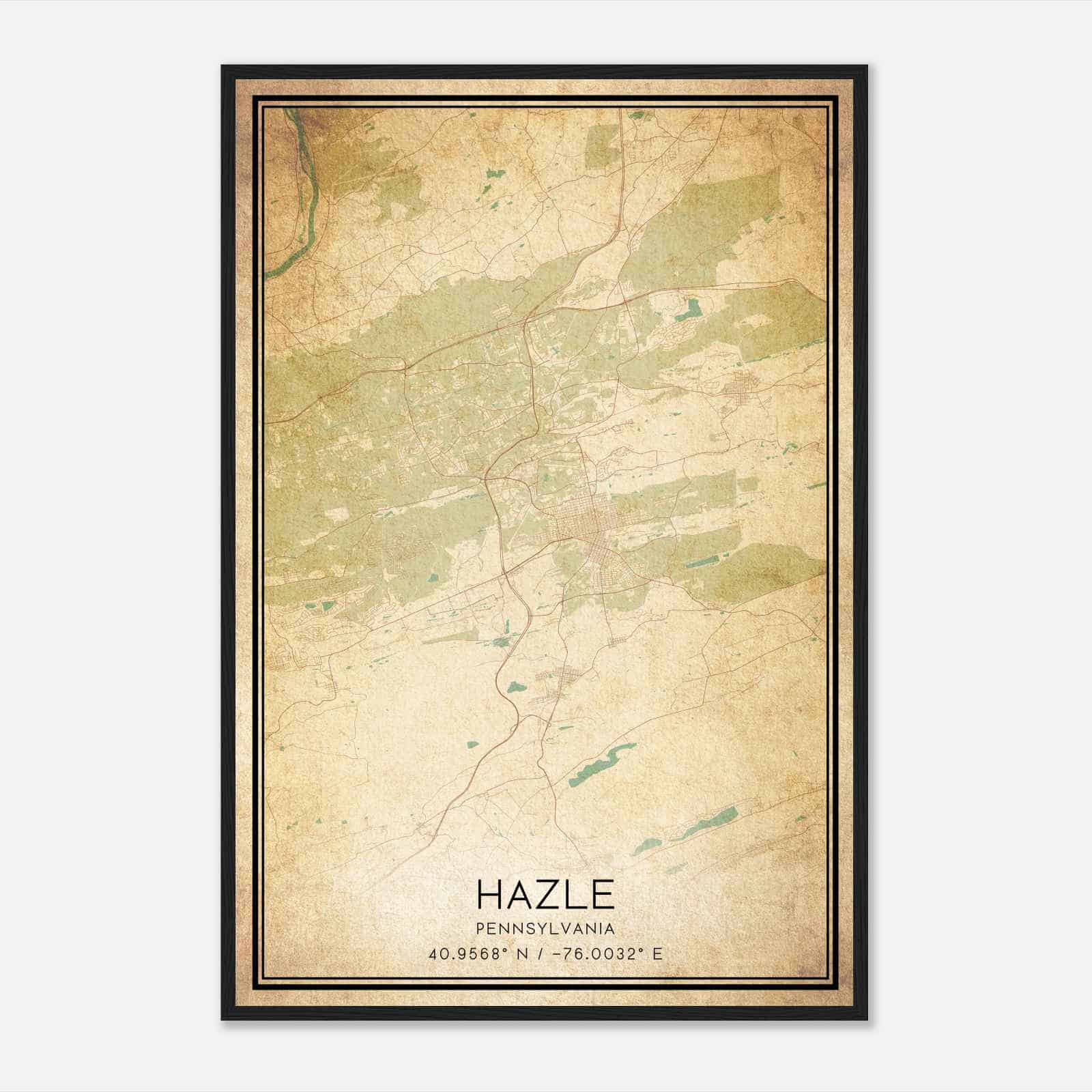 Vintage Hazle Pennsylvania Map Poster, Modern Home Decor Wall Art Print