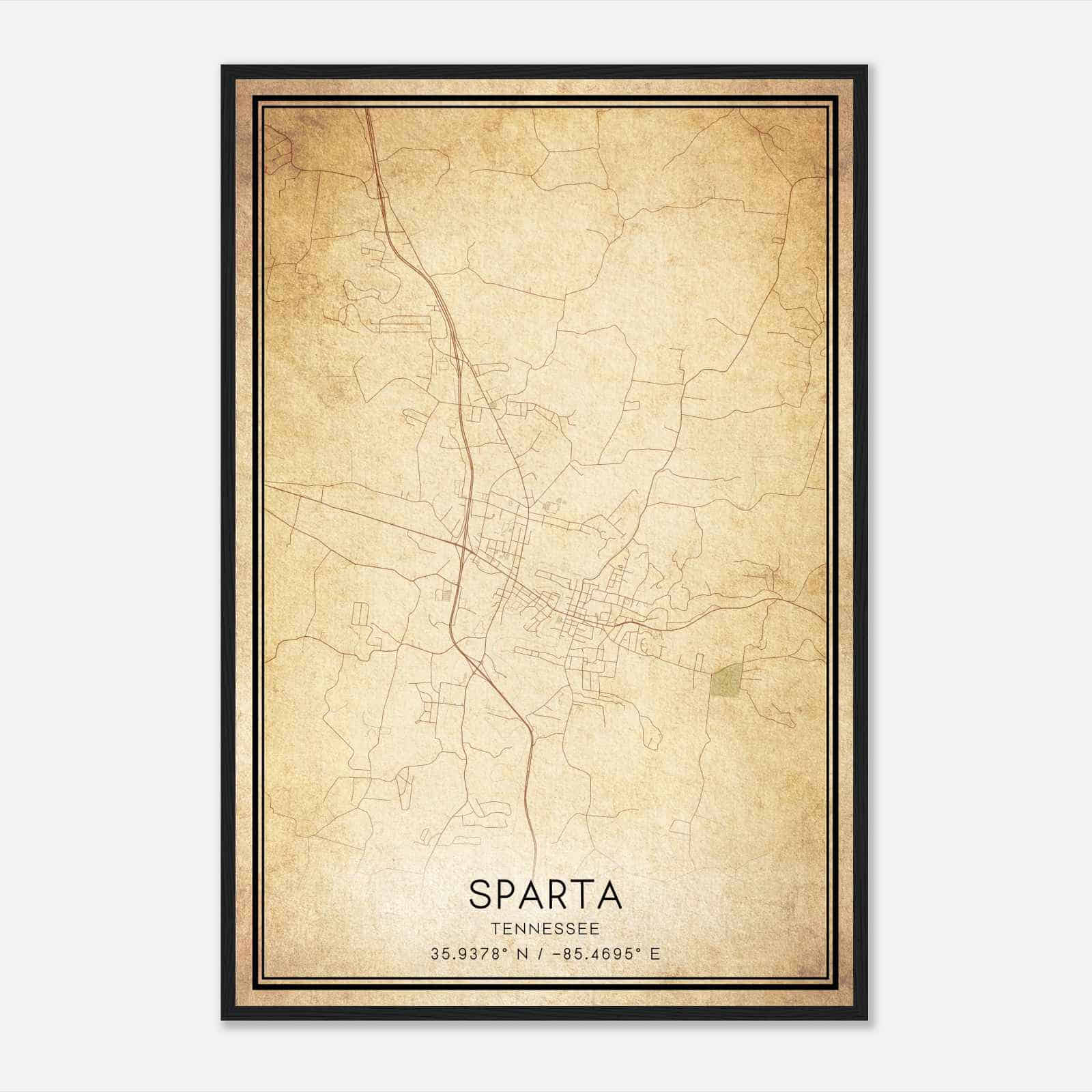 Vintage Sparta Tennessee Map Poster, Modern Home Decor Wall Art Print