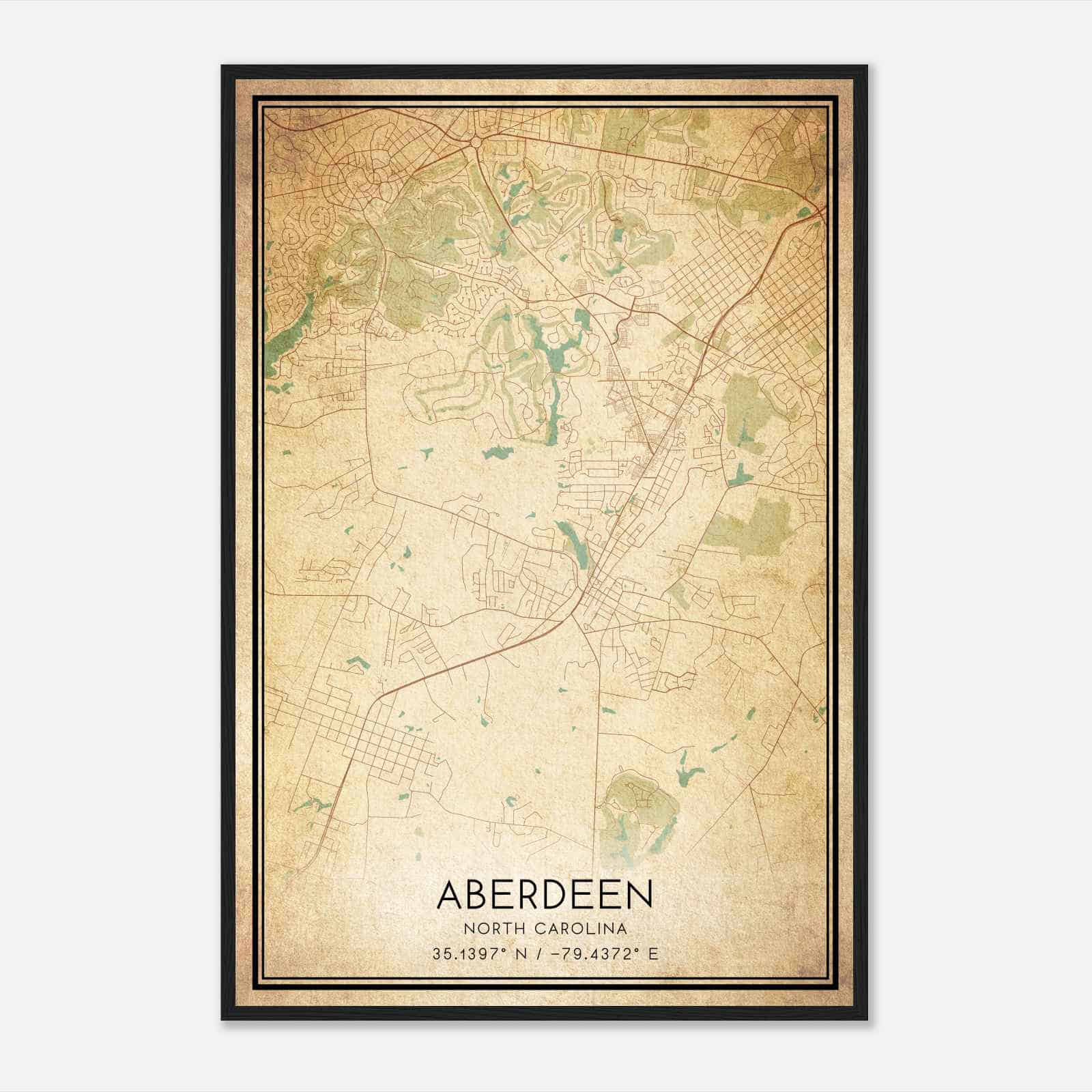 Vintage Aberdeen North Carolina Map Poster, Modern Home Decor Wall Art Print Vintage Aberdeen North Carolina Map Poster, Modern Home Decor Wall Art Print