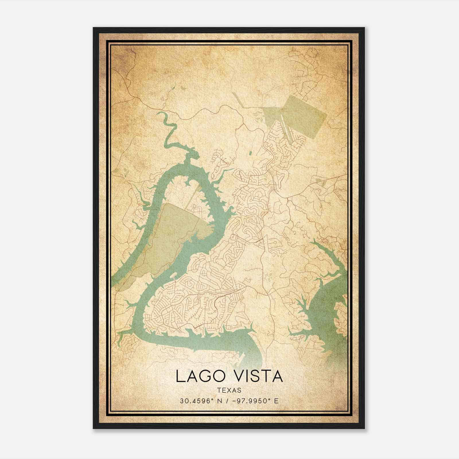 Vintage Lago Vista Texas Map Poster, Modern Home Decor Wall Art Print