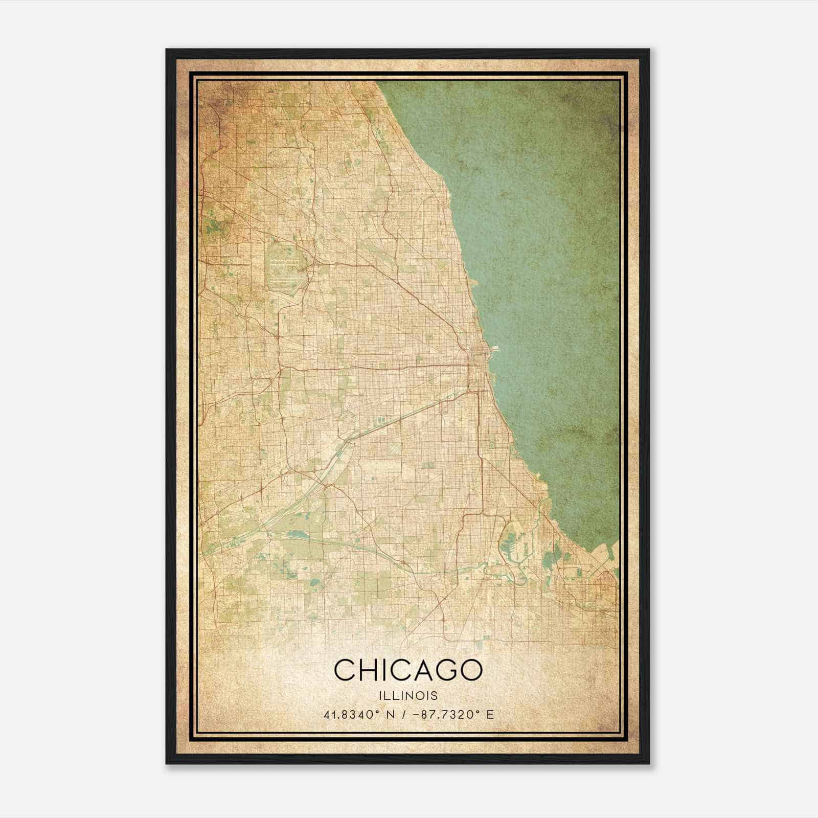 Vintage Chicago Illinois Map Poster, Modern Home Decor Wall Art Print Vintage Chicago Illinois Map Poster, Modern Home Decor Wall Art Print
