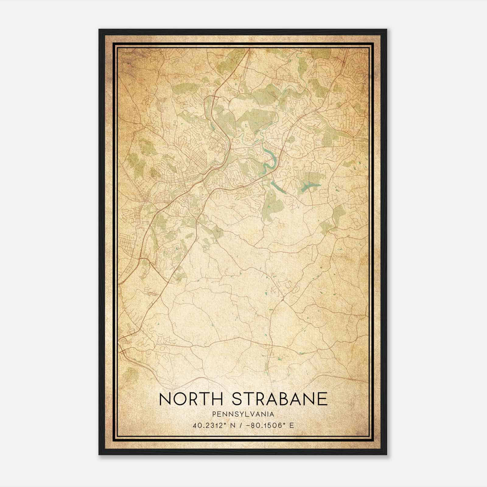 Vintage North Strabane Pennsylvania Map Poster, Modern Home Decor Wall Art Print