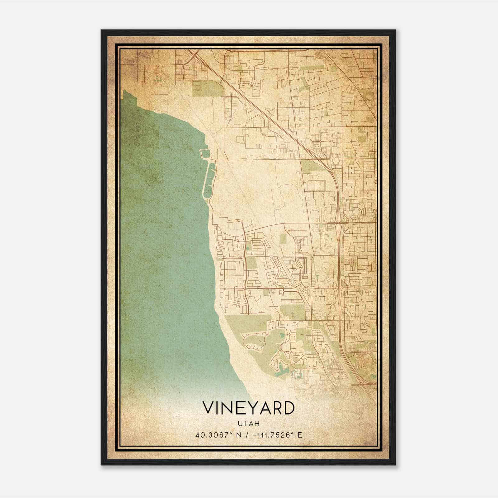 Vintage Vineyard Utah Map Poster, Modern Home Decor Wall Art Print