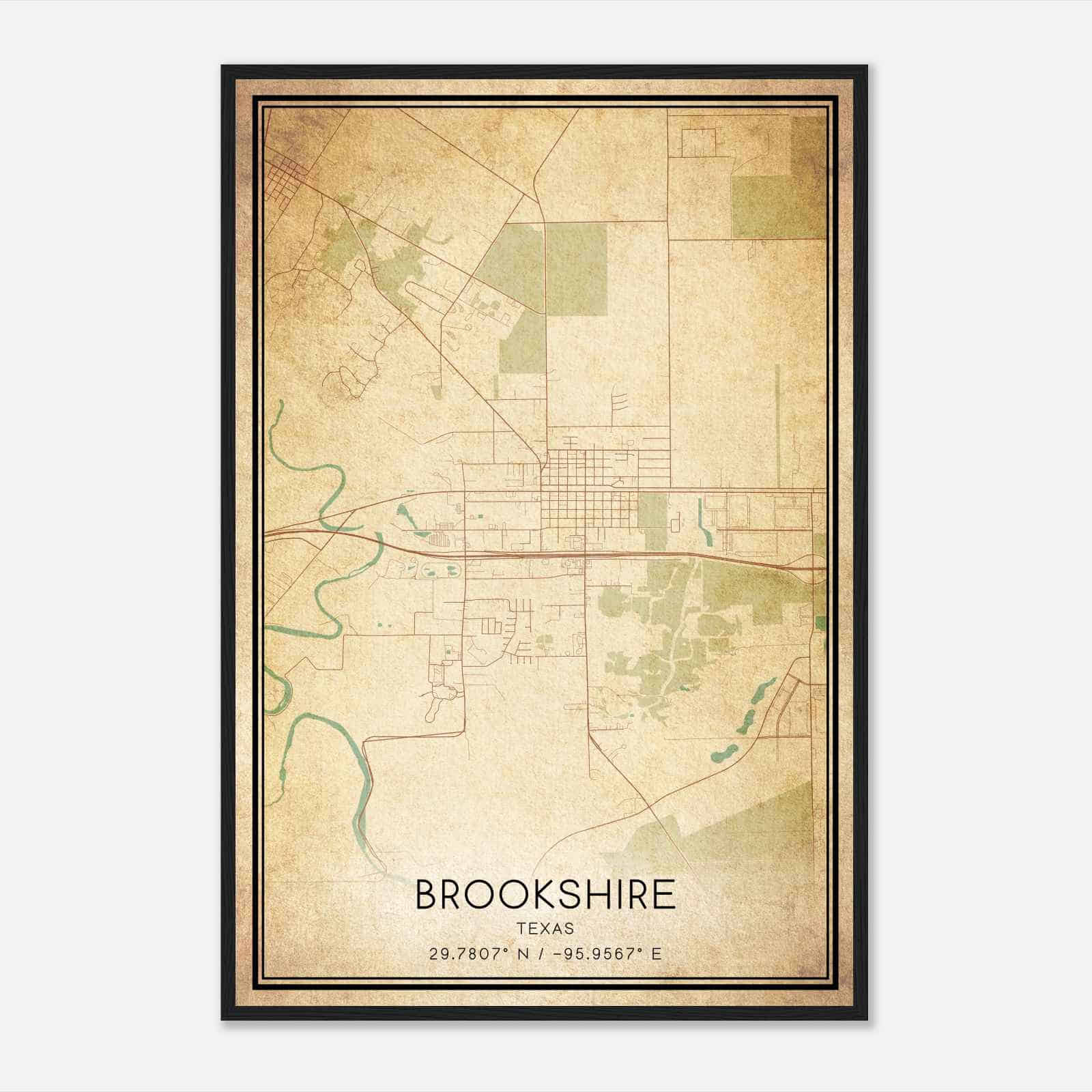 Vintage Brookshire Texas Map Poster, Modern Home Decor Wall Art Print Vintage Brookshire Texas Map Poster, Modern Home Decor Wall Art Print