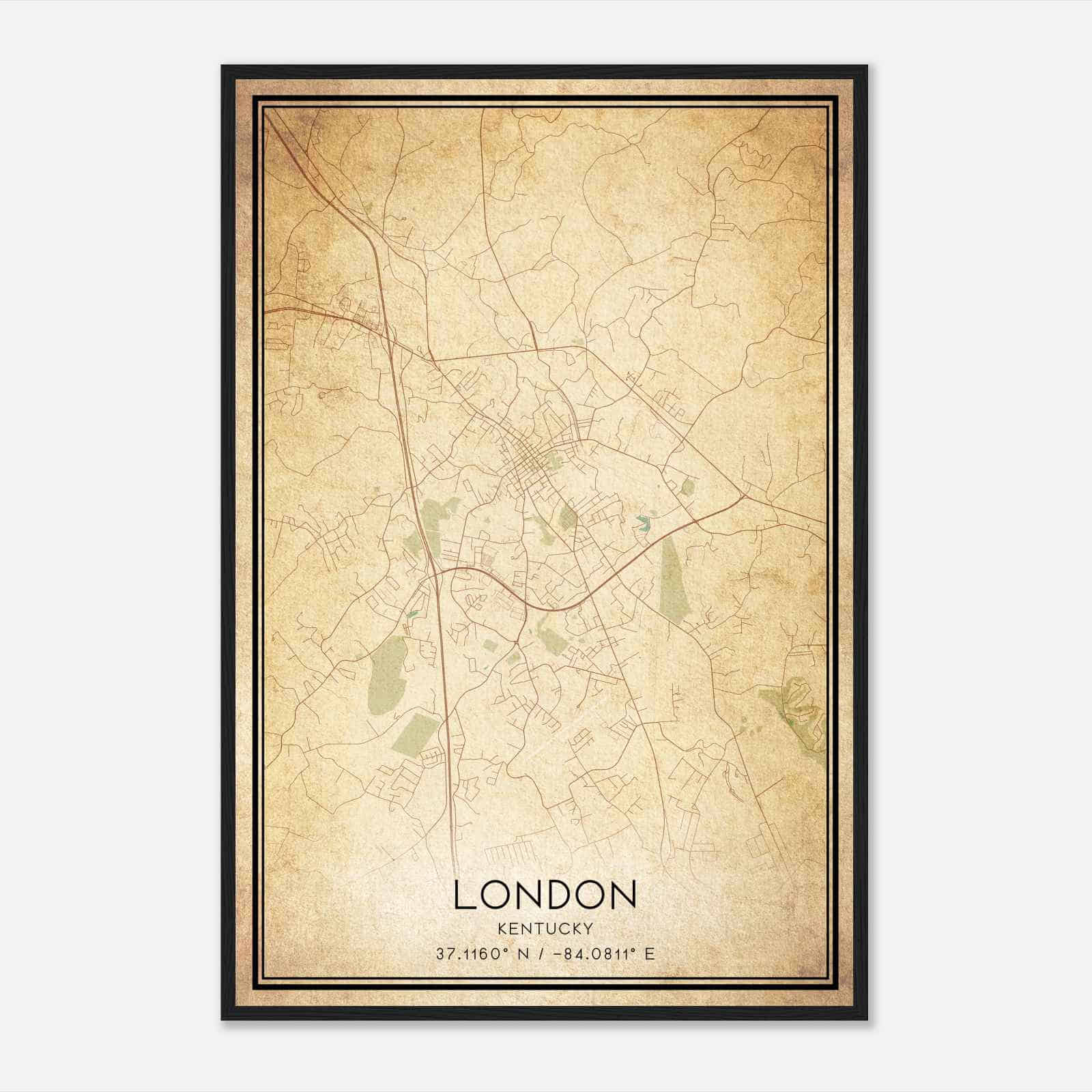 Vintage London Kentucky Map Poster, Modern Home Decor Wall Art Print