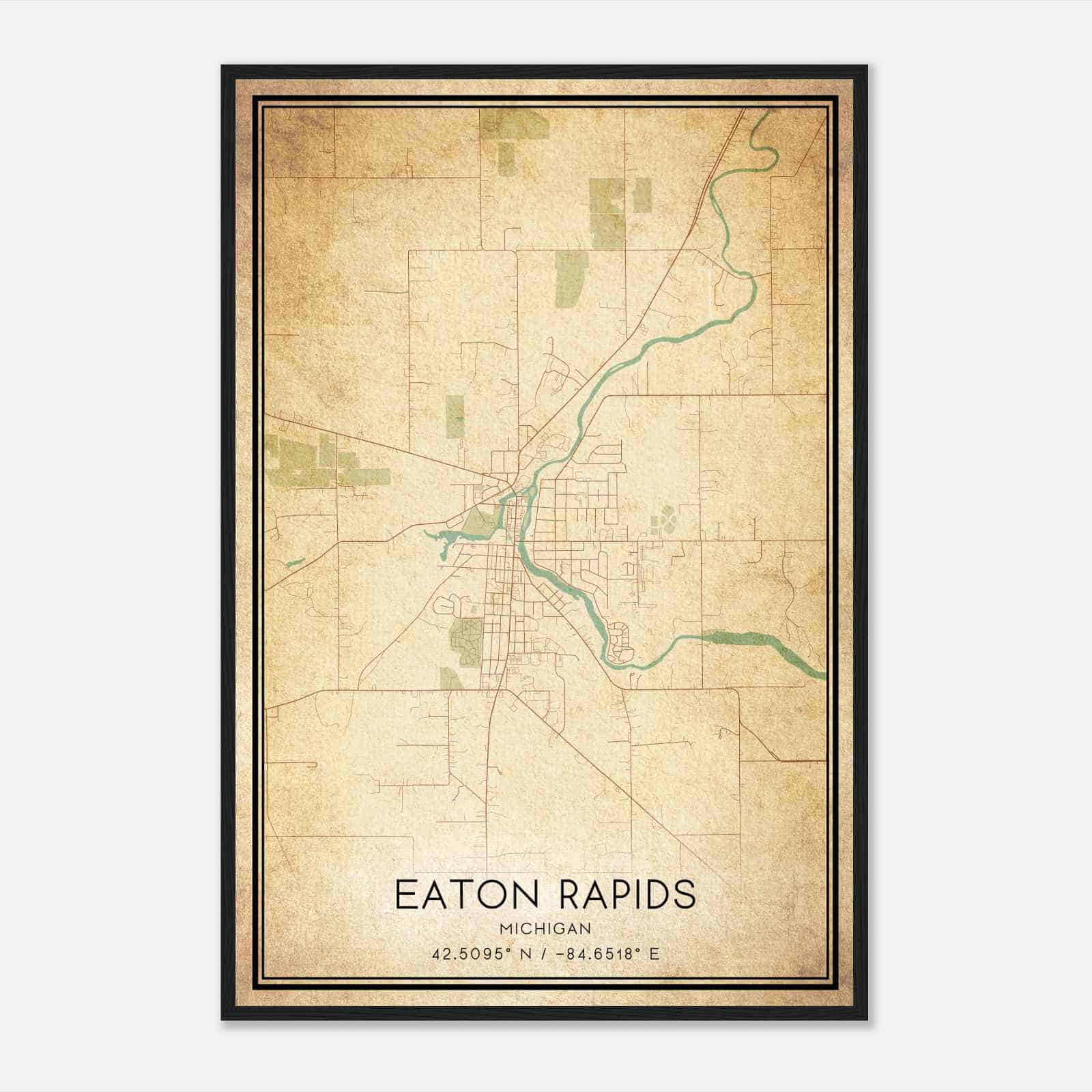 Vintage Eaton Rapids Michigan Map Poster, Modern Home Decor Wall Art Print Vintage Eaton Rapids Michigan Map Poster, Modern Home Decor Wall Art Print