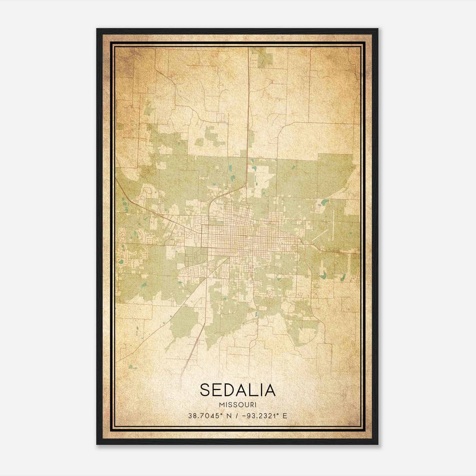 Vintage Sedalia Missouri Map Poster, Modern Home Decor Wall Art Print