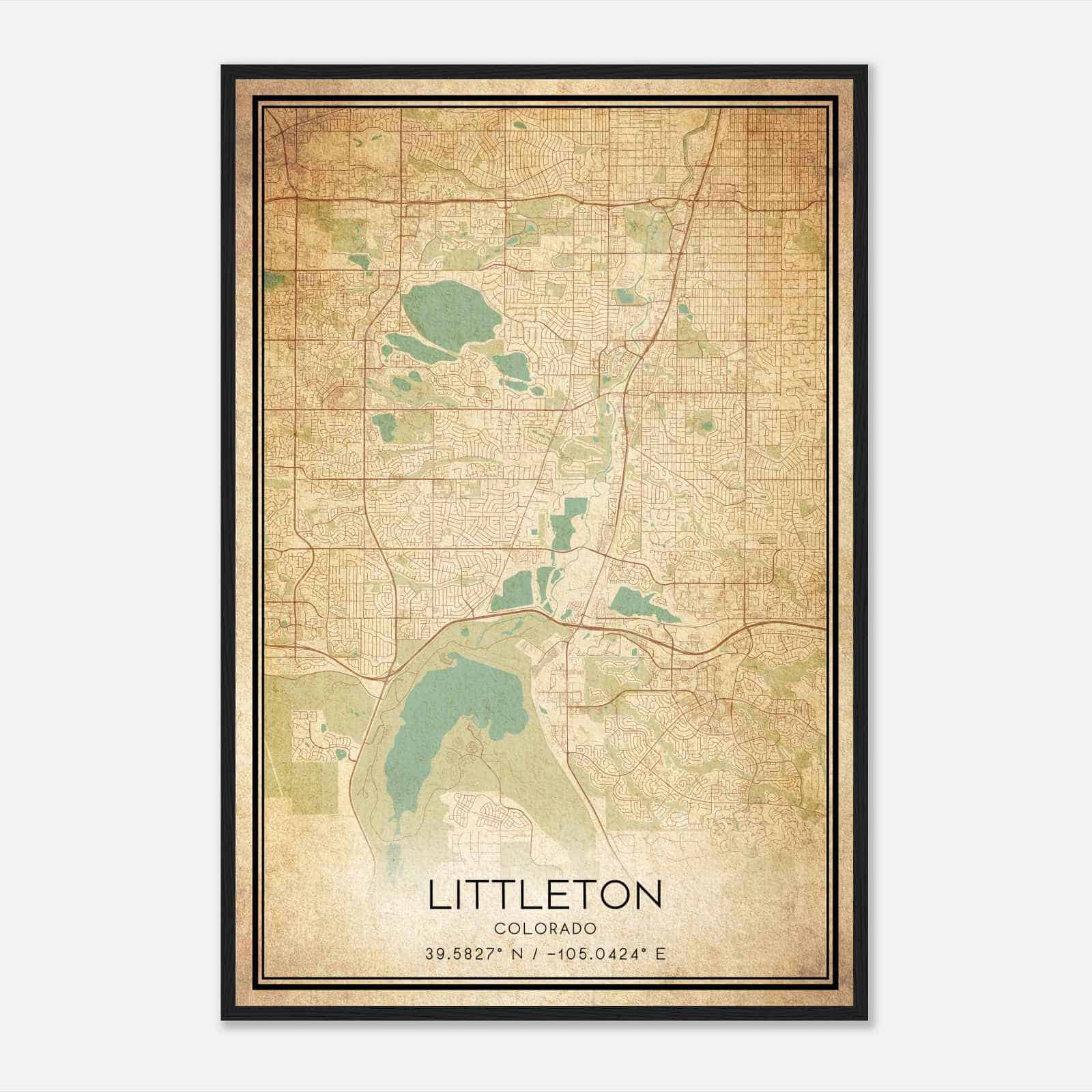 Vintage Littleton Colorado Map Poster, Modern Home Decor Wall Art Print