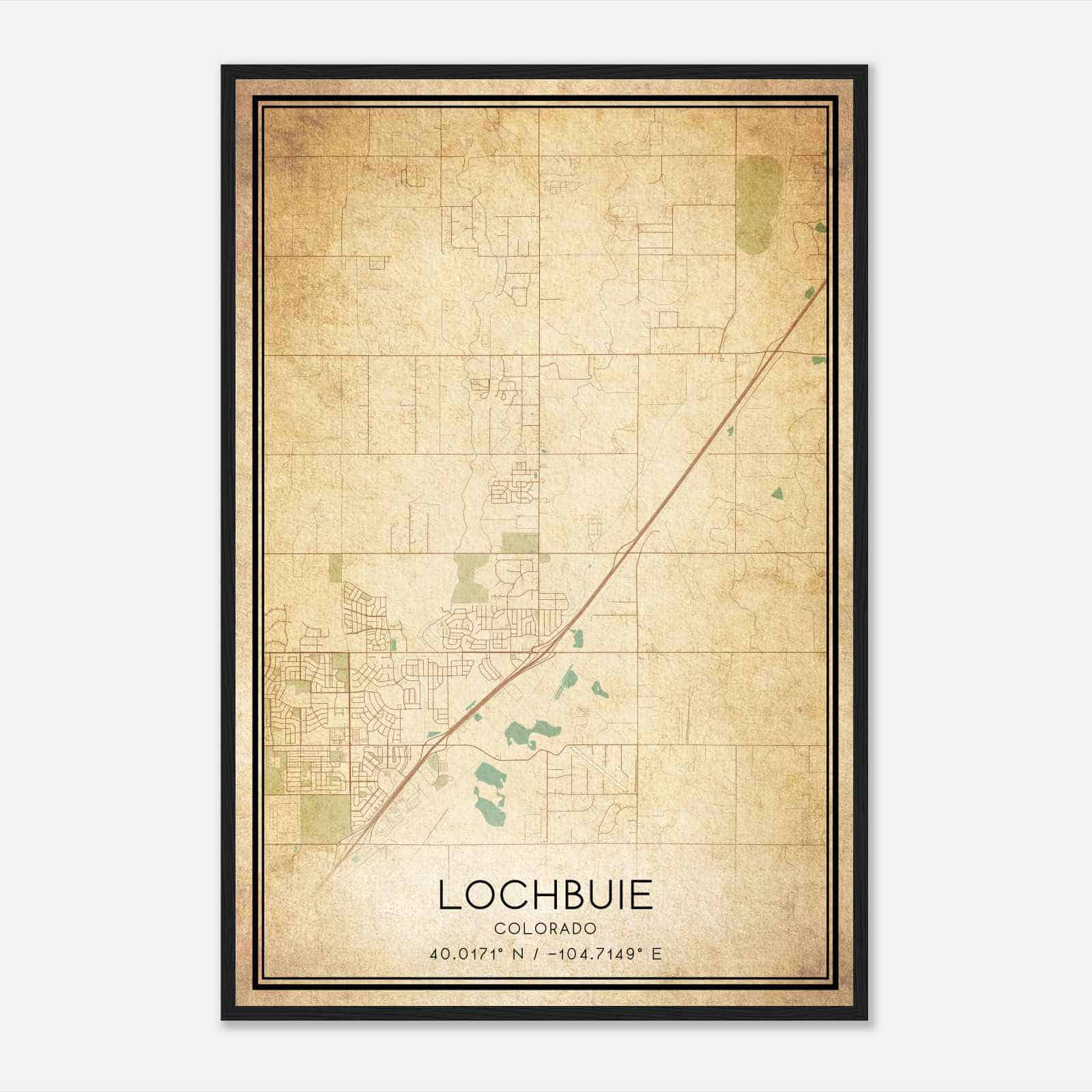 Vintage Lochbuie Colorado Map Poster, Modern Home Decor Wall Art Print