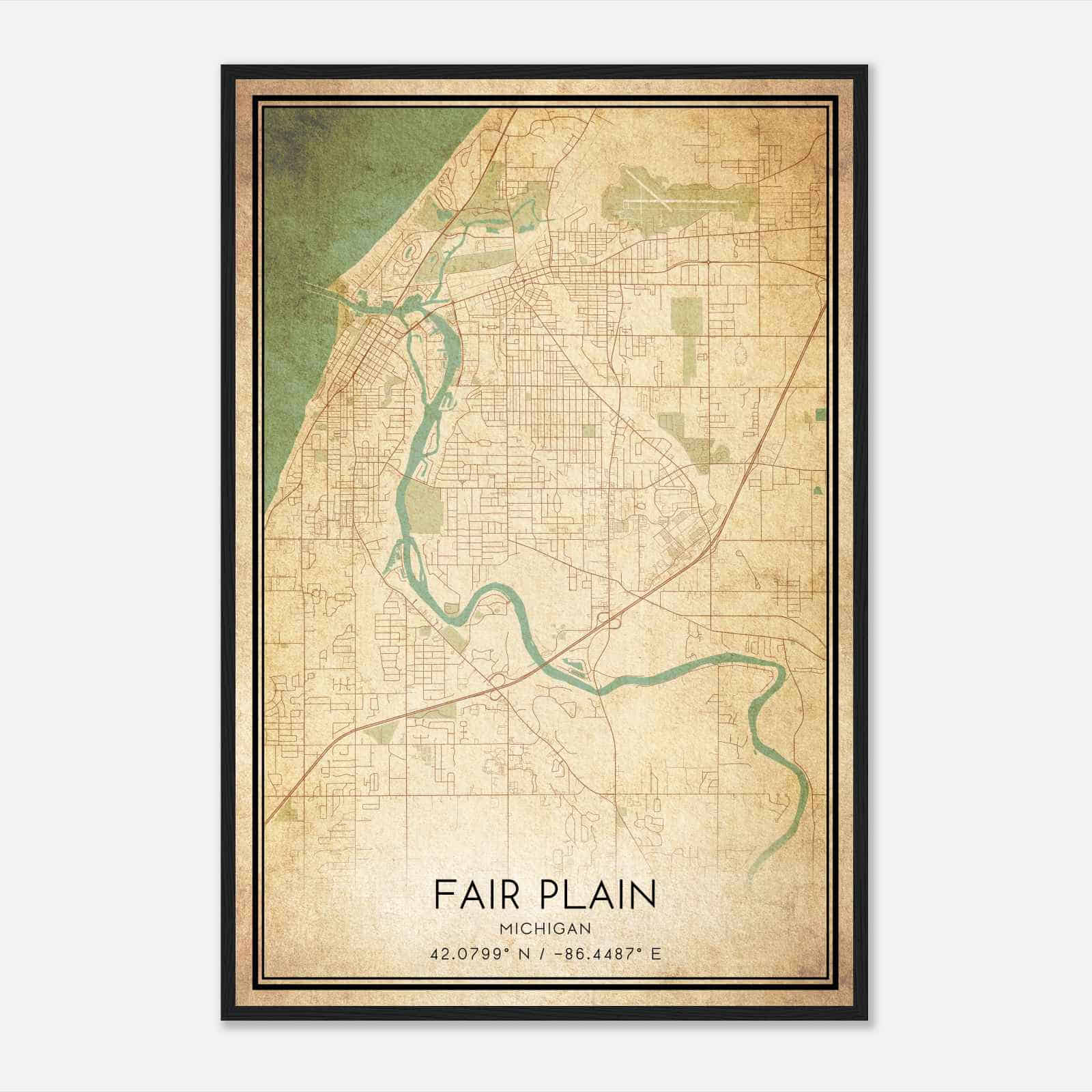Vintage Fair Plain Michigan Map Poster, Modern Home Decor Wall Art Print Vintage Fair Plain Michigan Map Poster, Modern Home Decor Wall Art Print