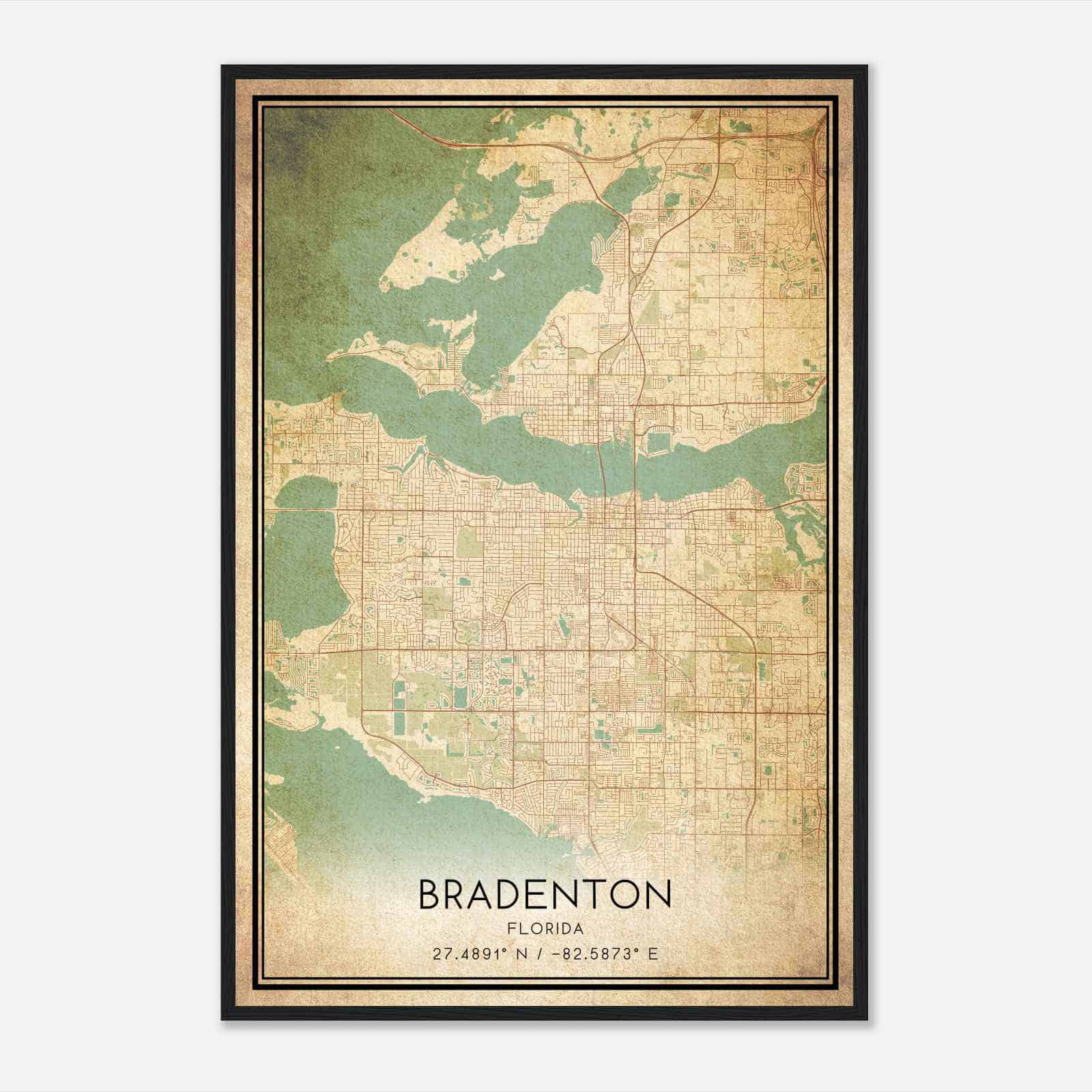 Vintage Bradenton Florida Map Poster, Modern Home Decor Wall Art Print Vintage Bradenton Florida Map Poster, Modern Home Decor Wall Art Print