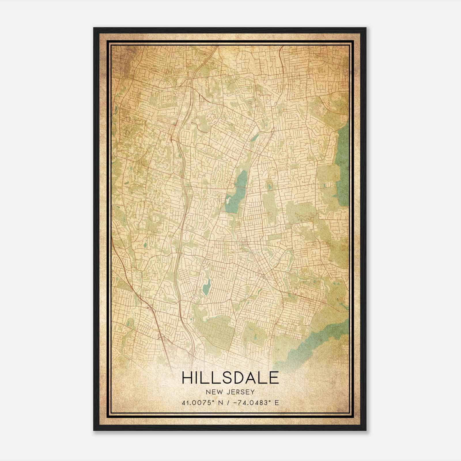 Vintage Hillsdale New Jersey Map Poster, Modern Home Decor Wall Art Print Vintage Hillsdale New Jersey Map Poster, Modern Home Decor Wall Art Print
