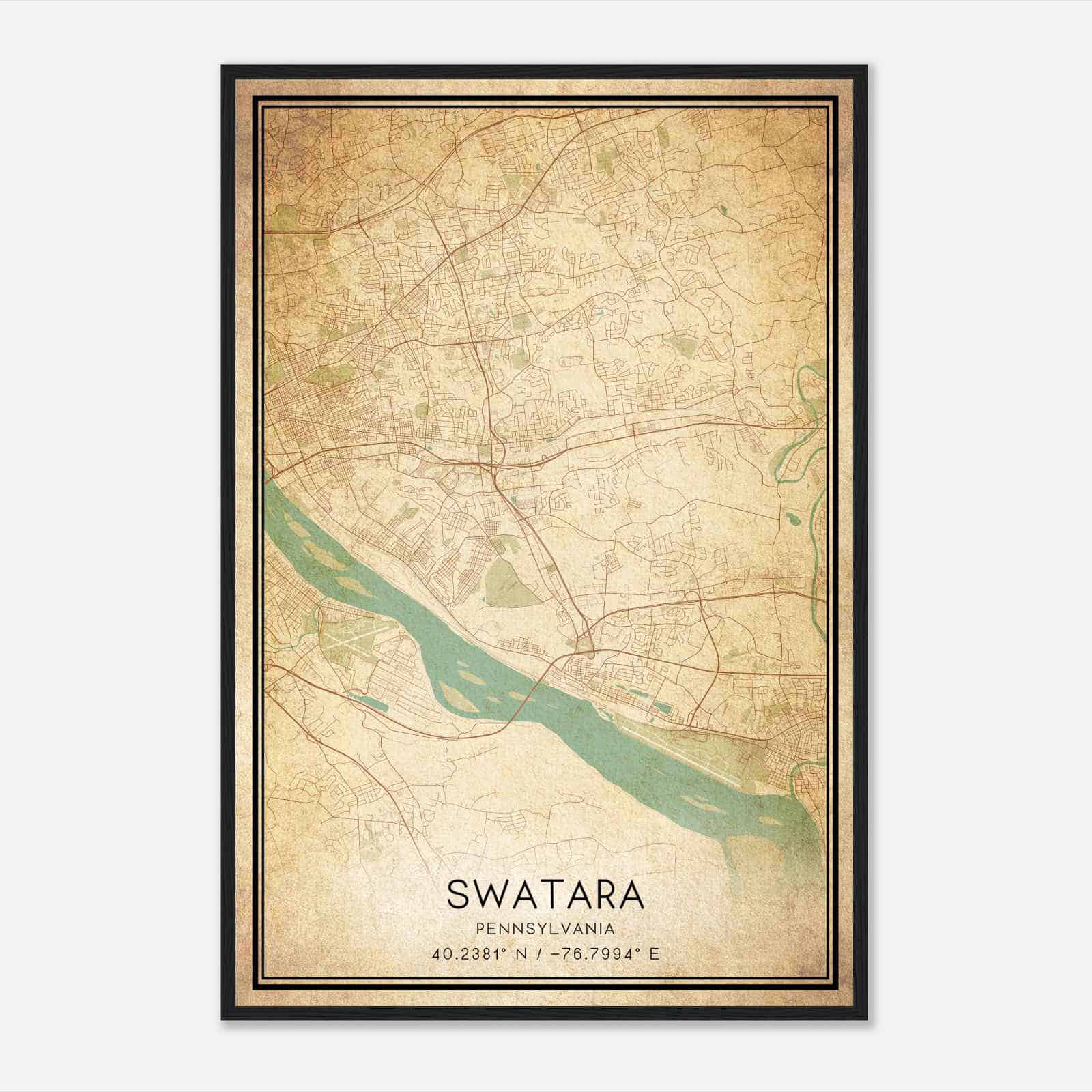 Vintage Swatara Pennsylvania Map Poster, Modern Home Decor Wall Art Print