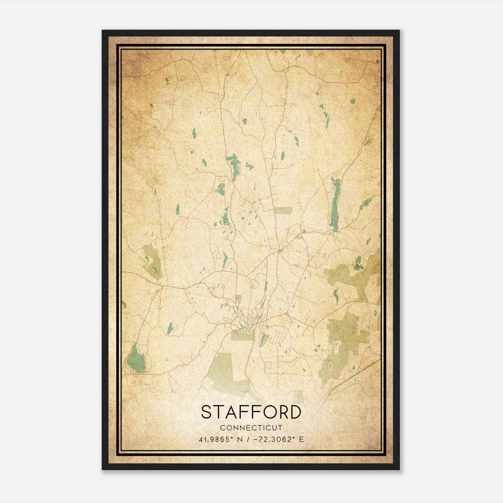 Vintage Stafford Connecticut Map Poster, Modern Home Decor Wall Art Print