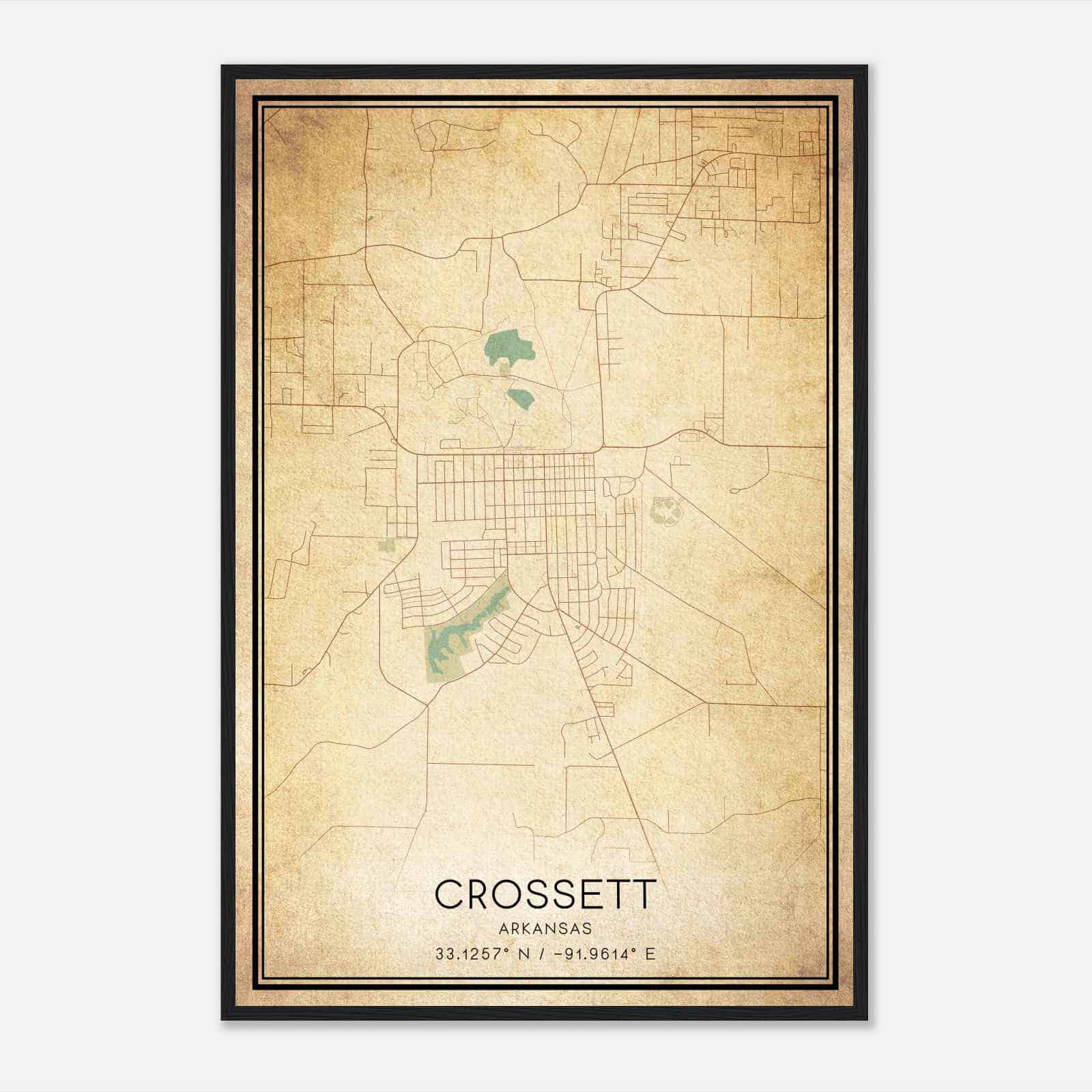 Vintage Crossett Arkansas Map Poster, Modern Home Decor Wall Art Print Vintage Crossett Arkansas Map Poster, Modern Home Decor Wall Art Print