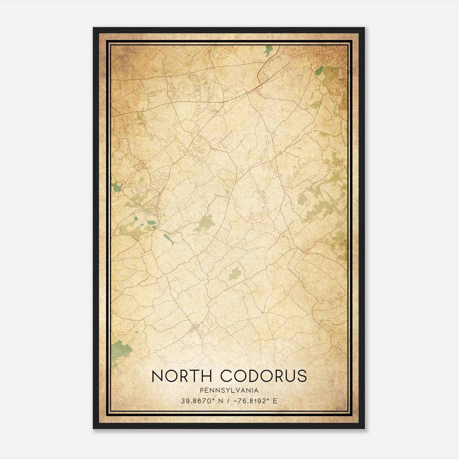 Vintage North Codorus Pennsylvania Map Poster, Modern Home Decor Wall Art Print
