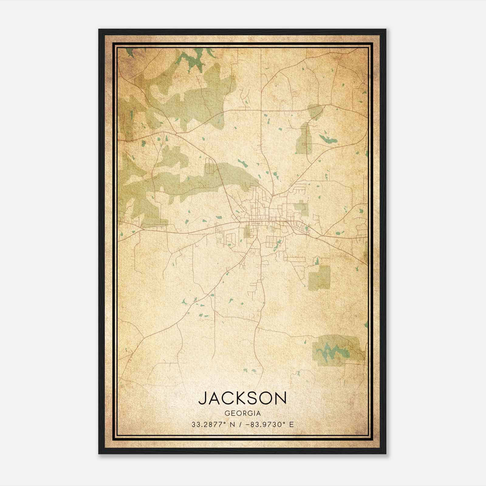 Vintage Jackson Georgia Map Poster, Modern Home Decor Wall Art Print