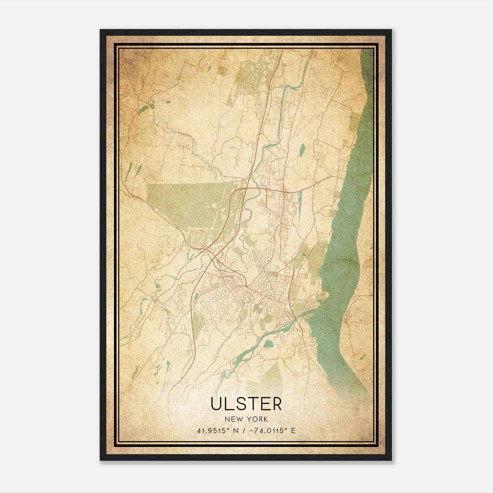 Vintage Ulster New York Map Poster, Modern Home Decor Wall Art Print
