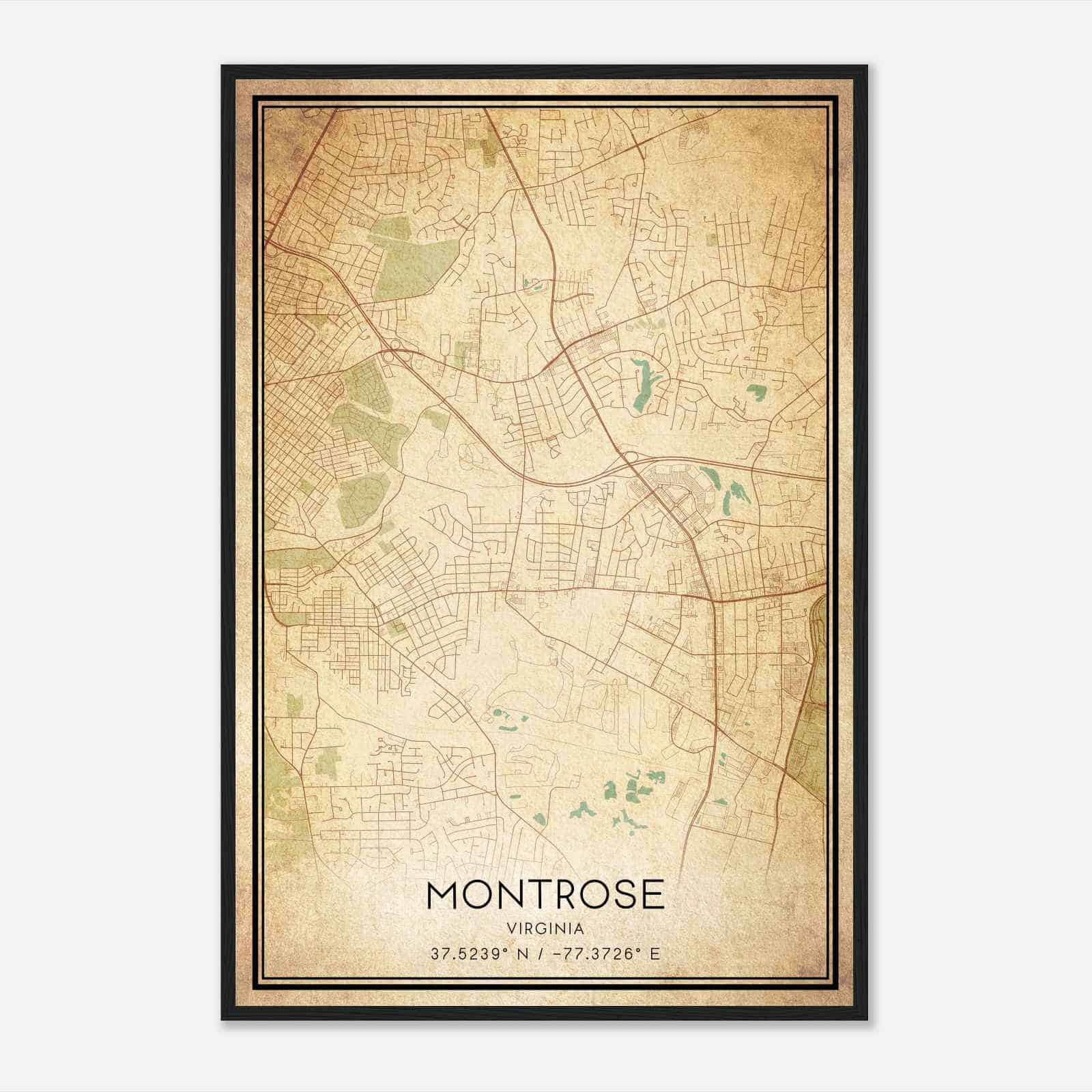 Vintage Montrose Virginia Map Poster, Modern Home Decor Wall Art Print