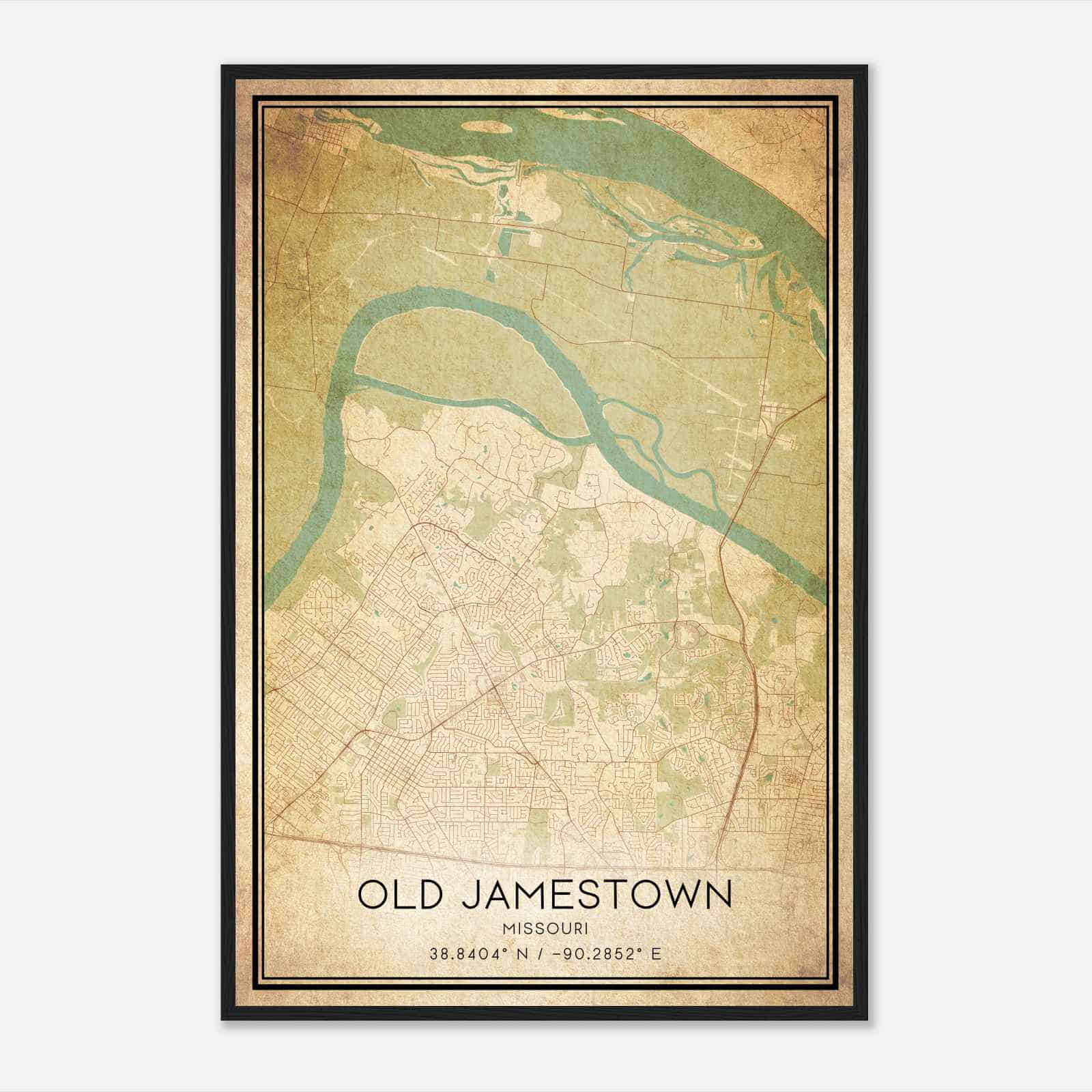 Vintage Old Jamestown Missouri Map Poster, Modern Home Decor Wall Art Print