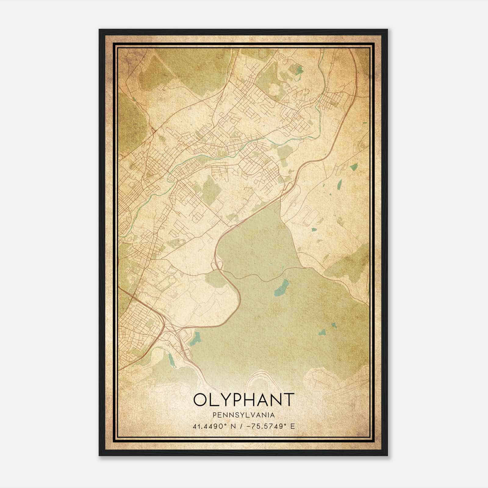 Vintage Olyphant Pennsylvania Map Poster, Modern Home Decor Wall Art Print