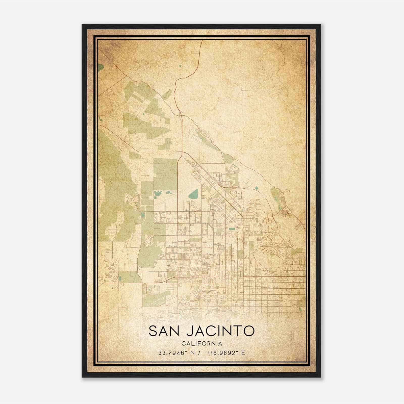 Vintage San Jacinto California Map Poster, Modern Home Decor Wall Art Print