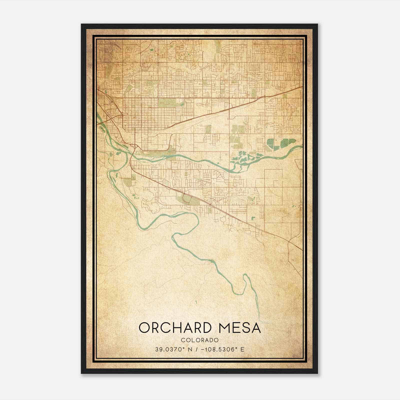 Vintage Orchard Mesa Colorado Map Poster, Modern Home Decor Wall Art Print