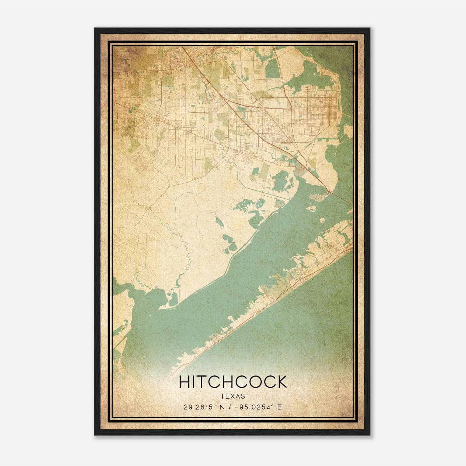 Vintage Hitchcock Texas Map Poster, Modern Home Decor Wall Art Print