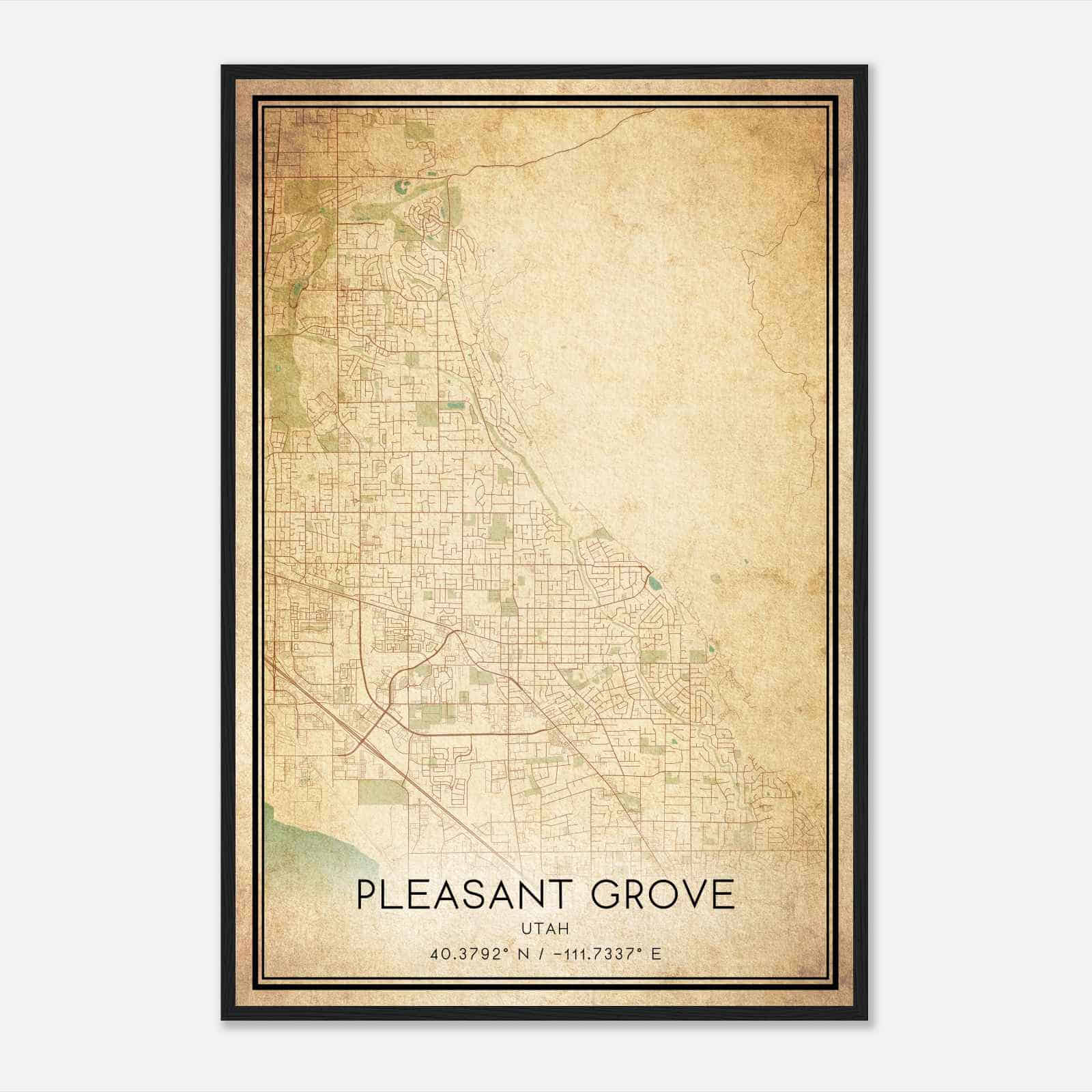 Vintage Pleasant Grove Utah Map Poster, Modern Home Decor Wall Art Print