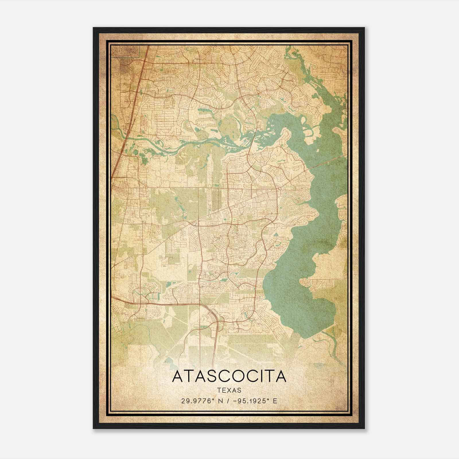 Vintage Atascocita Texas Map Poster, Modern Home Decor Wall Art Print Vintage Atascocita Texas Map Poster, Modern Home Decor Wall Art Print