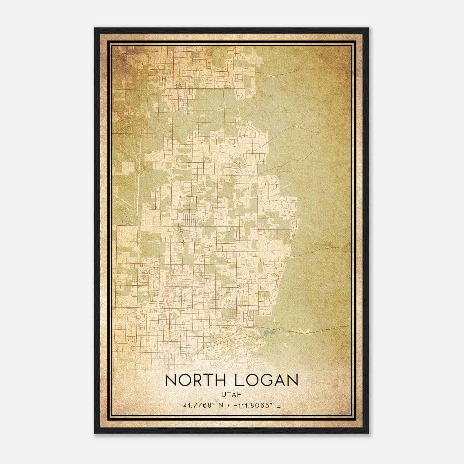 Vintage North Logan Utah Map Poster, Modern Home Decor Wall Art Print