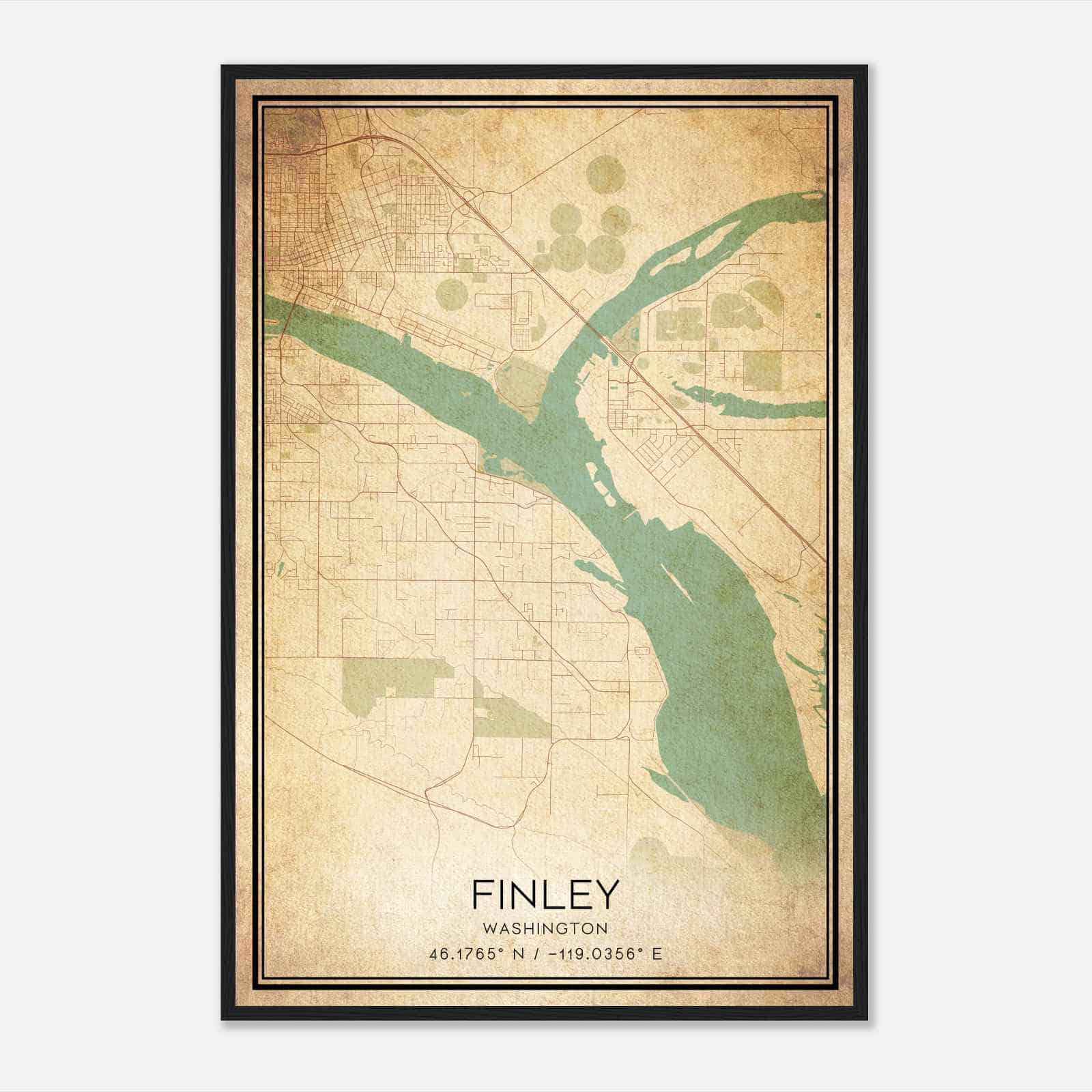 Vintage Finley Washington Map Poster, Modern Home Decor Wall Art Print Vintage Finley Washington Map Poster, Modern Home Decor Wall Art Print
