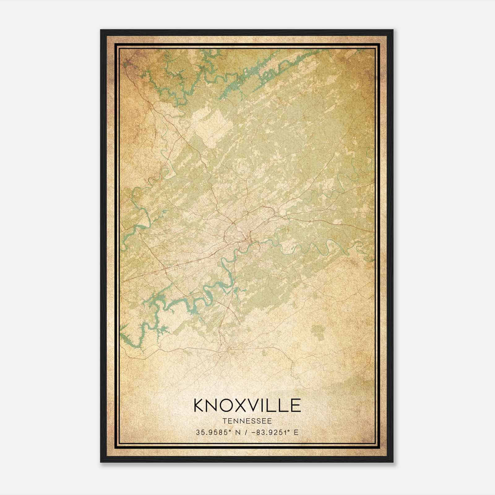 Vintage Knoxville Tennessee Map Poster, Modern Home Decor Wall Art Print Vintage Knoxville Tennessee Map Poster, Modern Home Decor Wall Art Print
